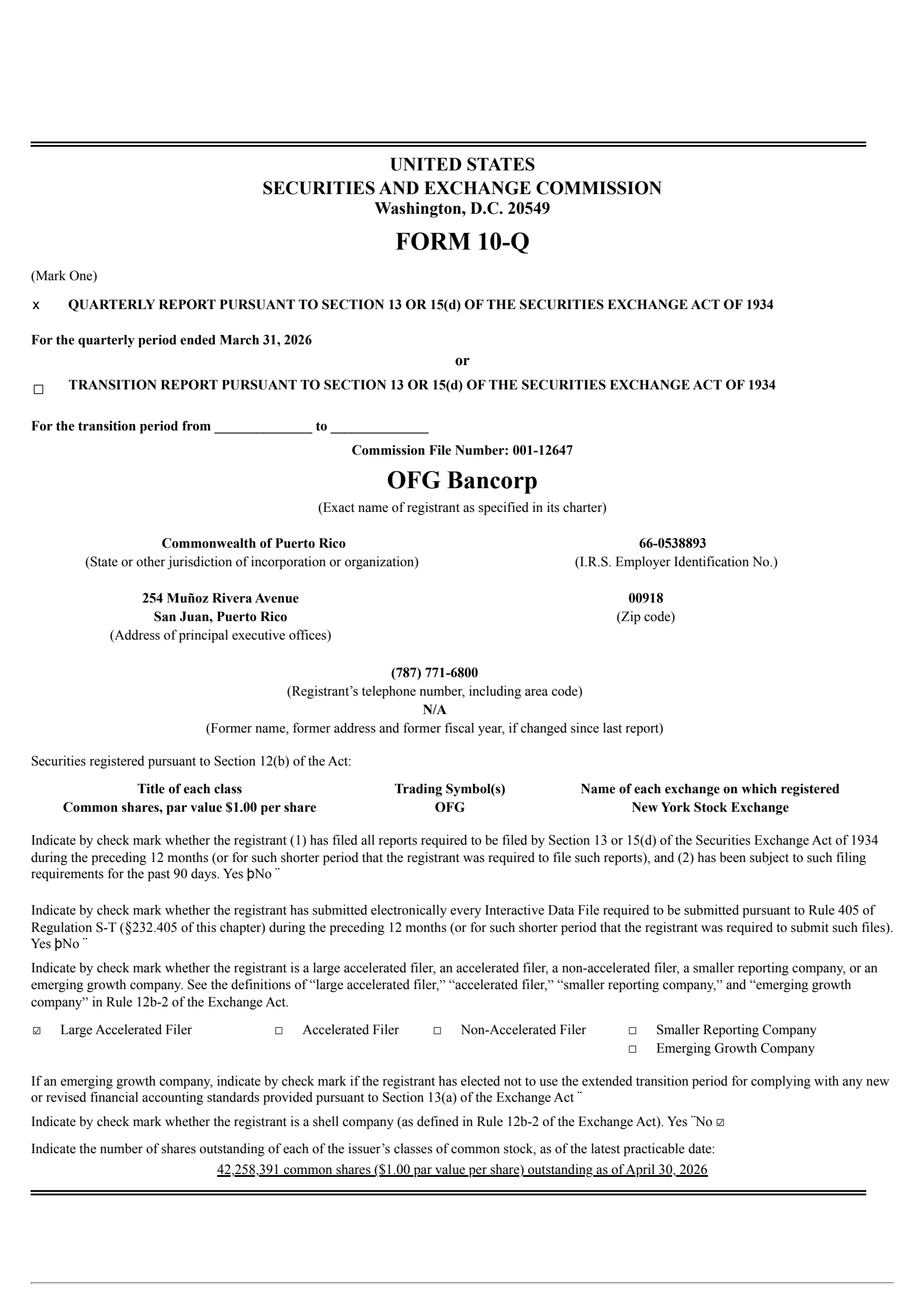 OFG Bancorp's Q1 2026 Quarterly report