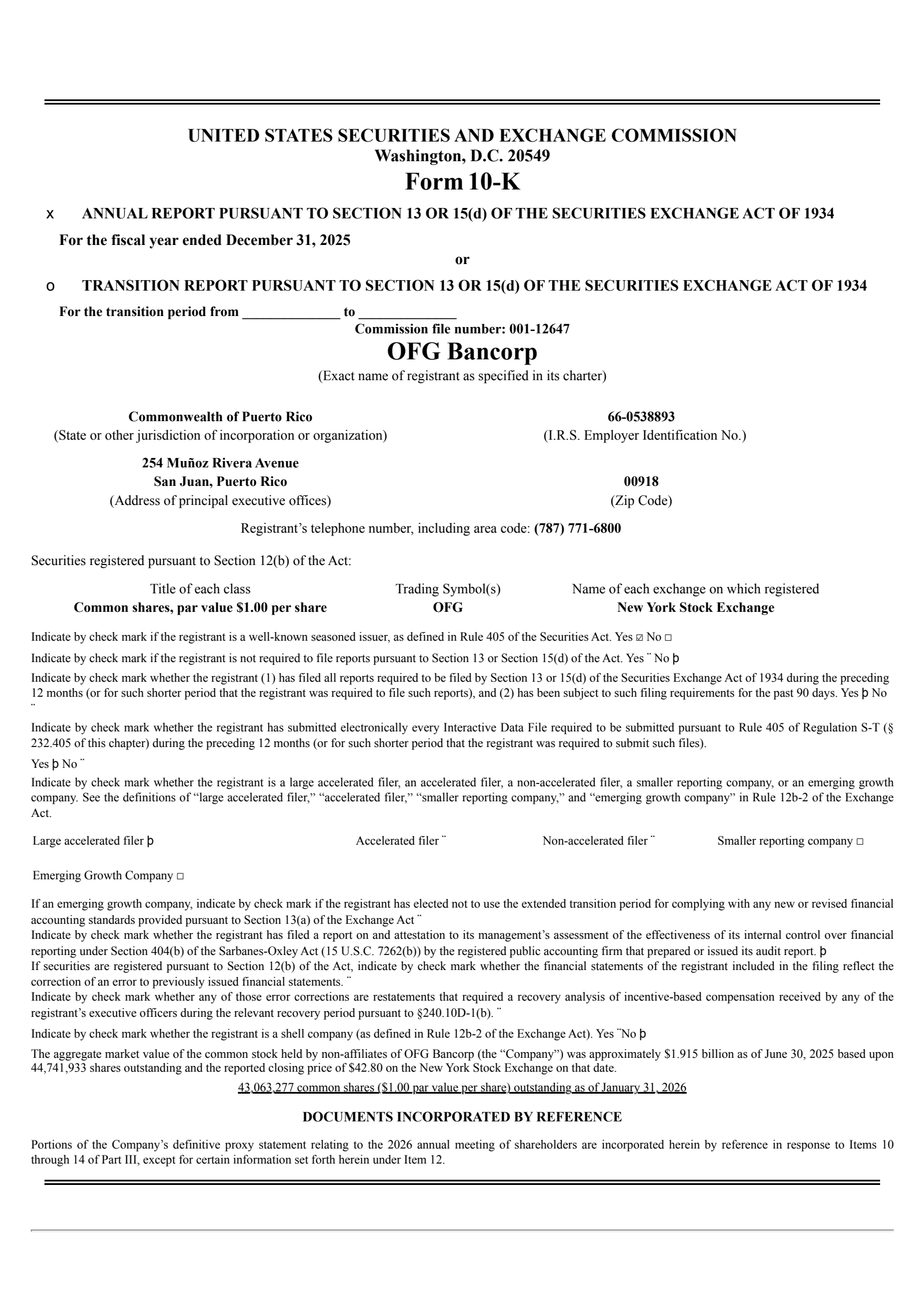 OFG Bancorp's Q4 2025 Annual report
