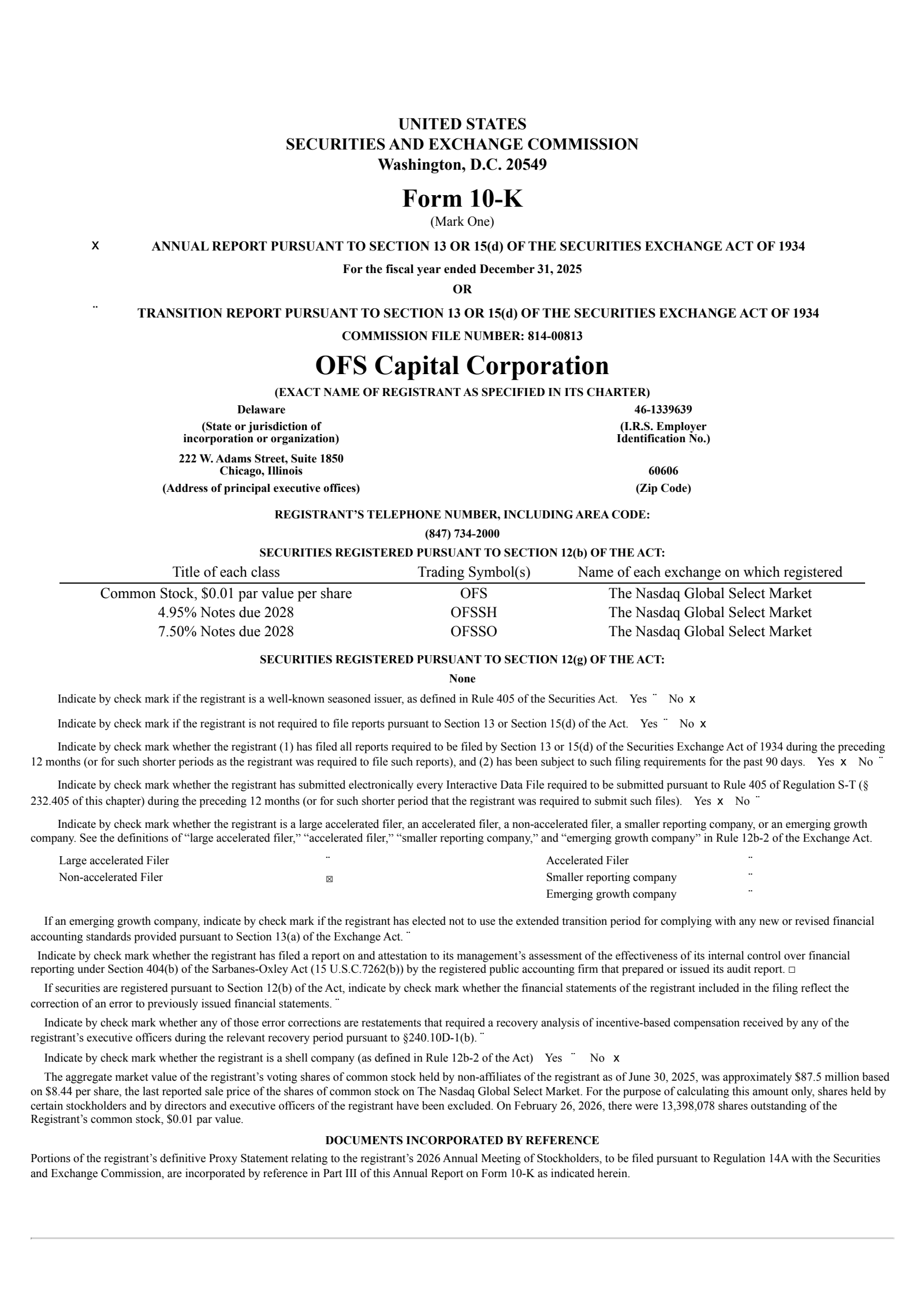 OFS Capital's Q4 2025 Annual report