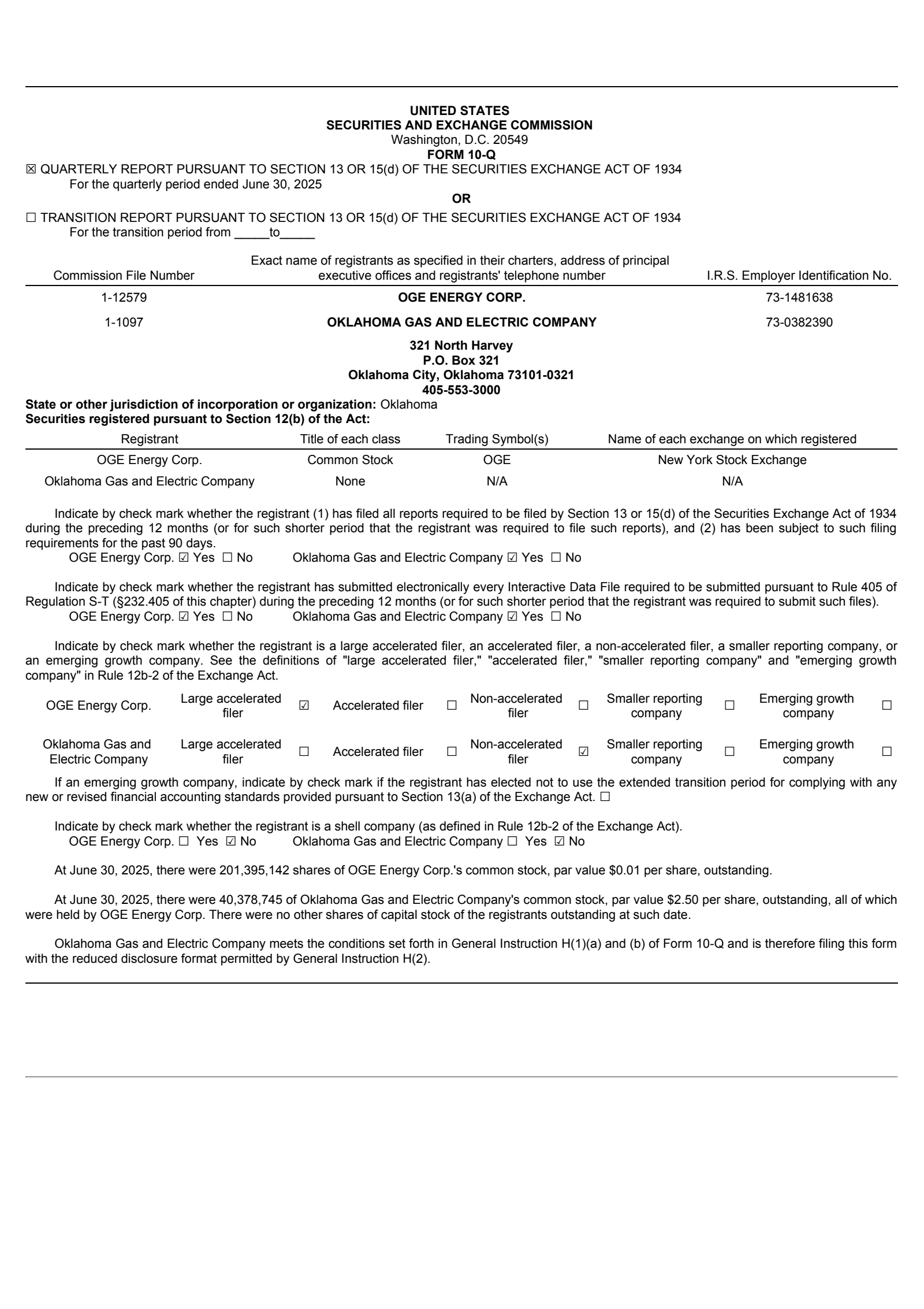 OGE Energy's Q2 2025 Quarterly Report