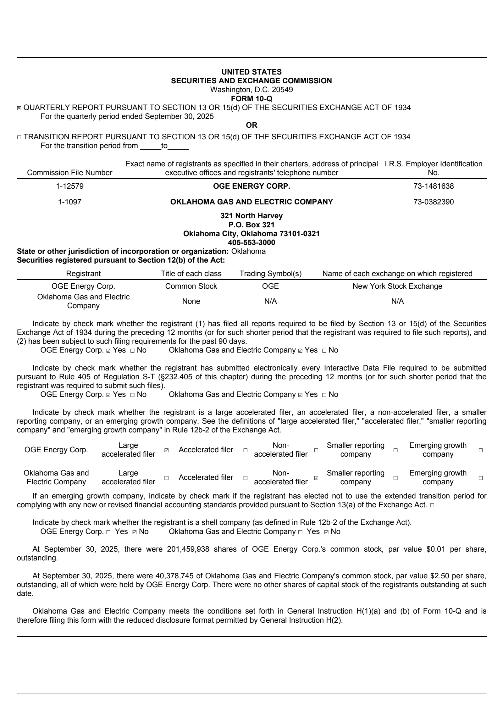 OGE Energy's Q3 2025 Quarterly Report