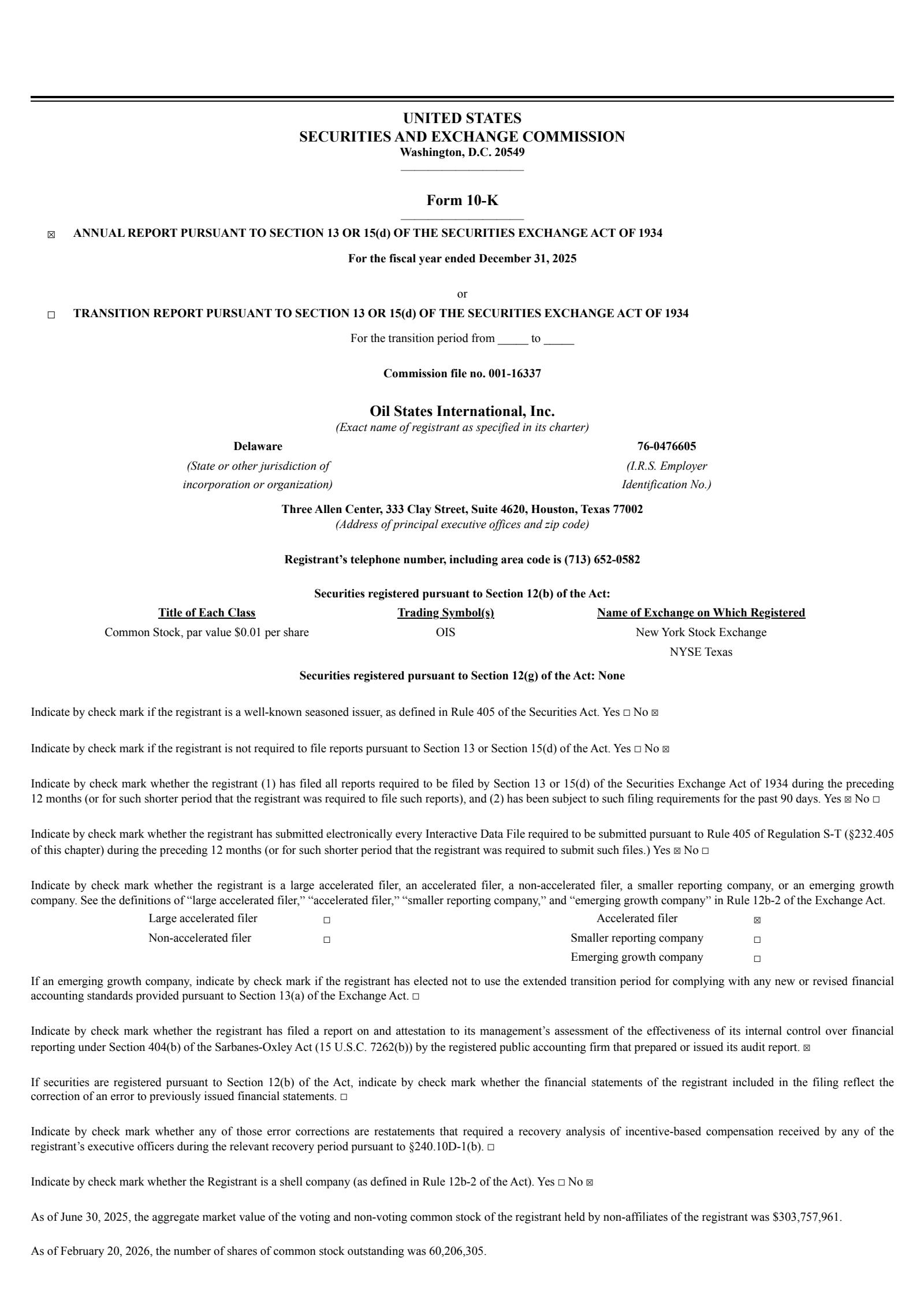 Oil States International's Q4 2025 Annual report