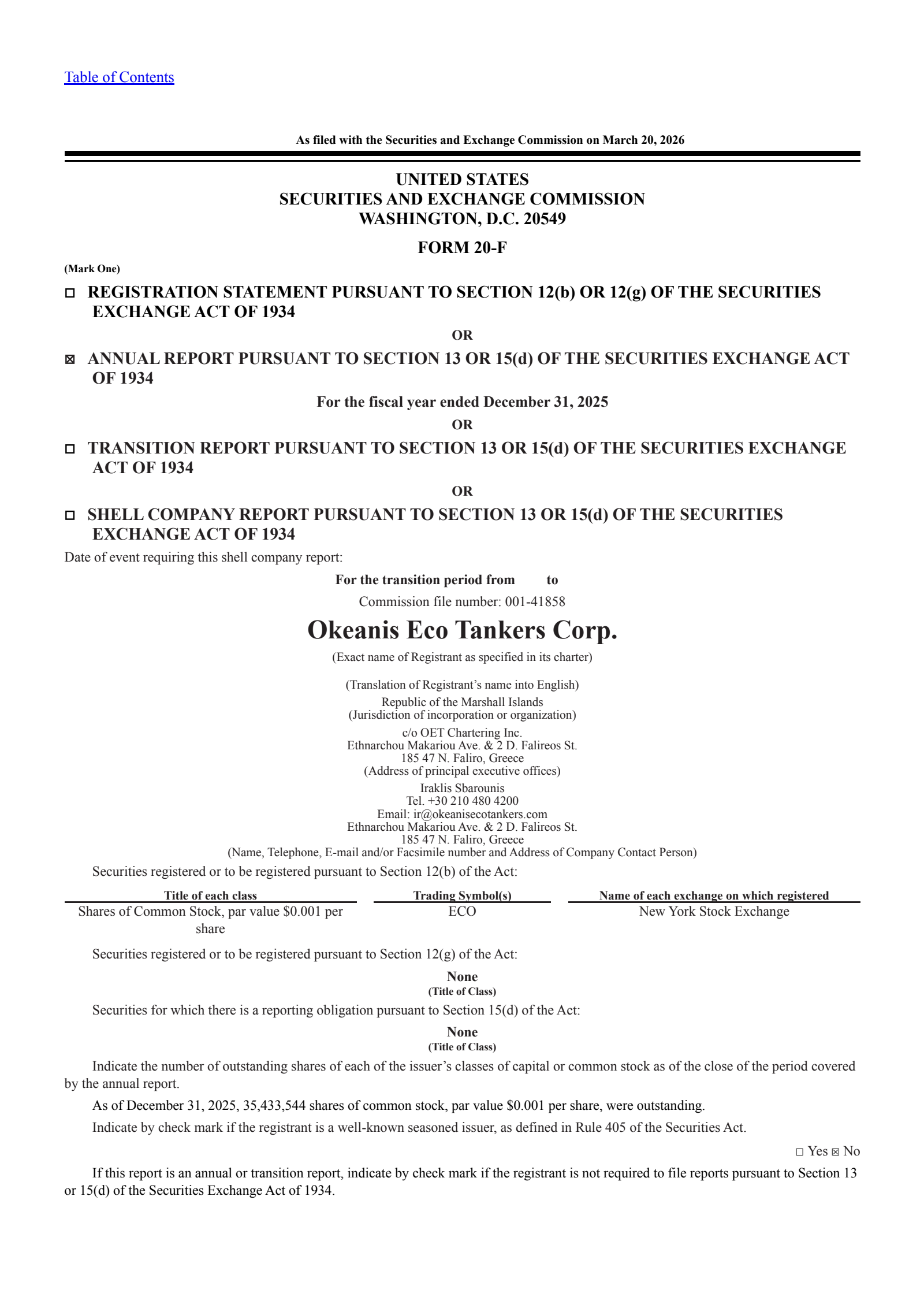 Okeanis Eco Tankers' Q4 2025 Annual report