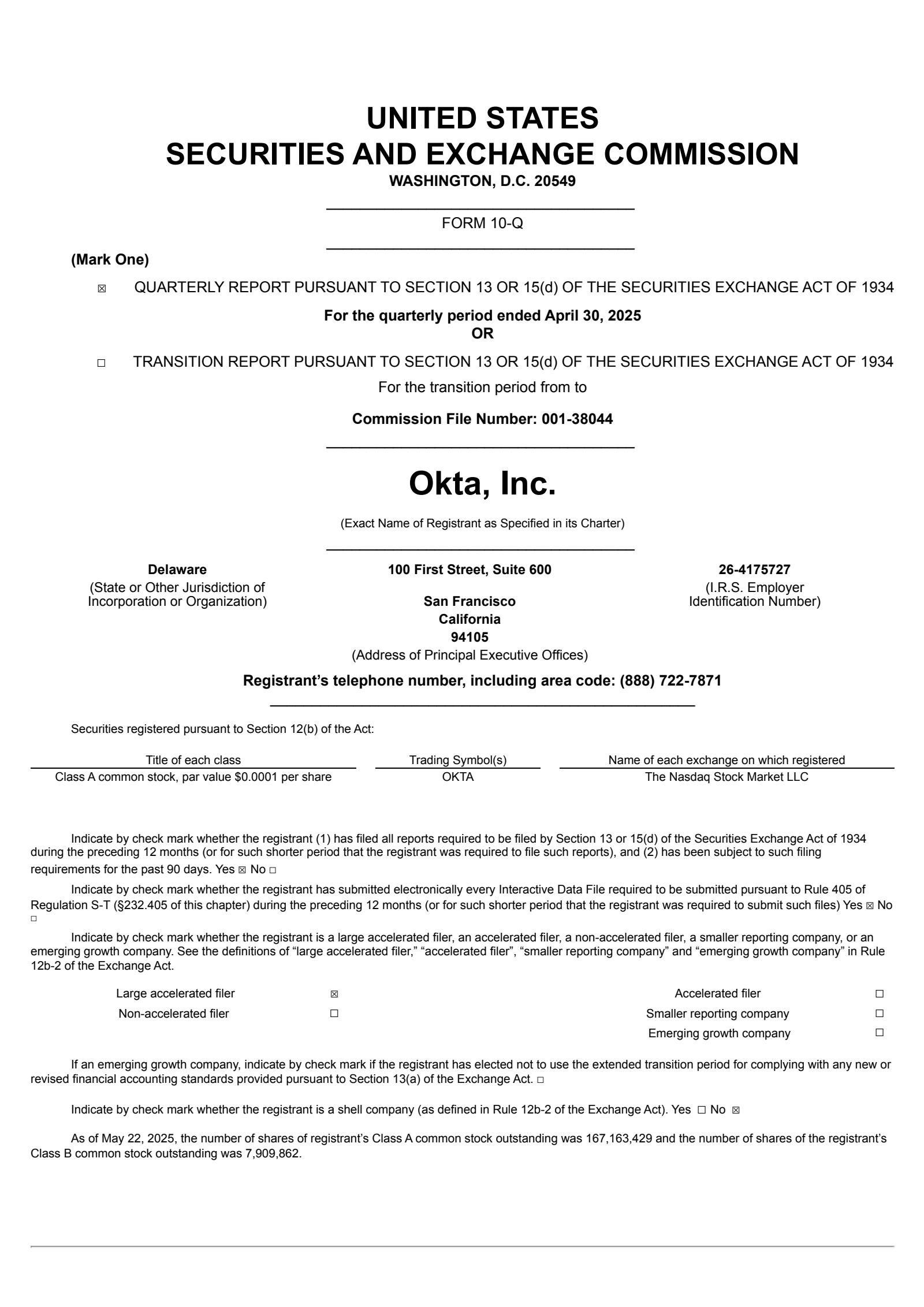 Okta's Q1 2026 Quarterly report
