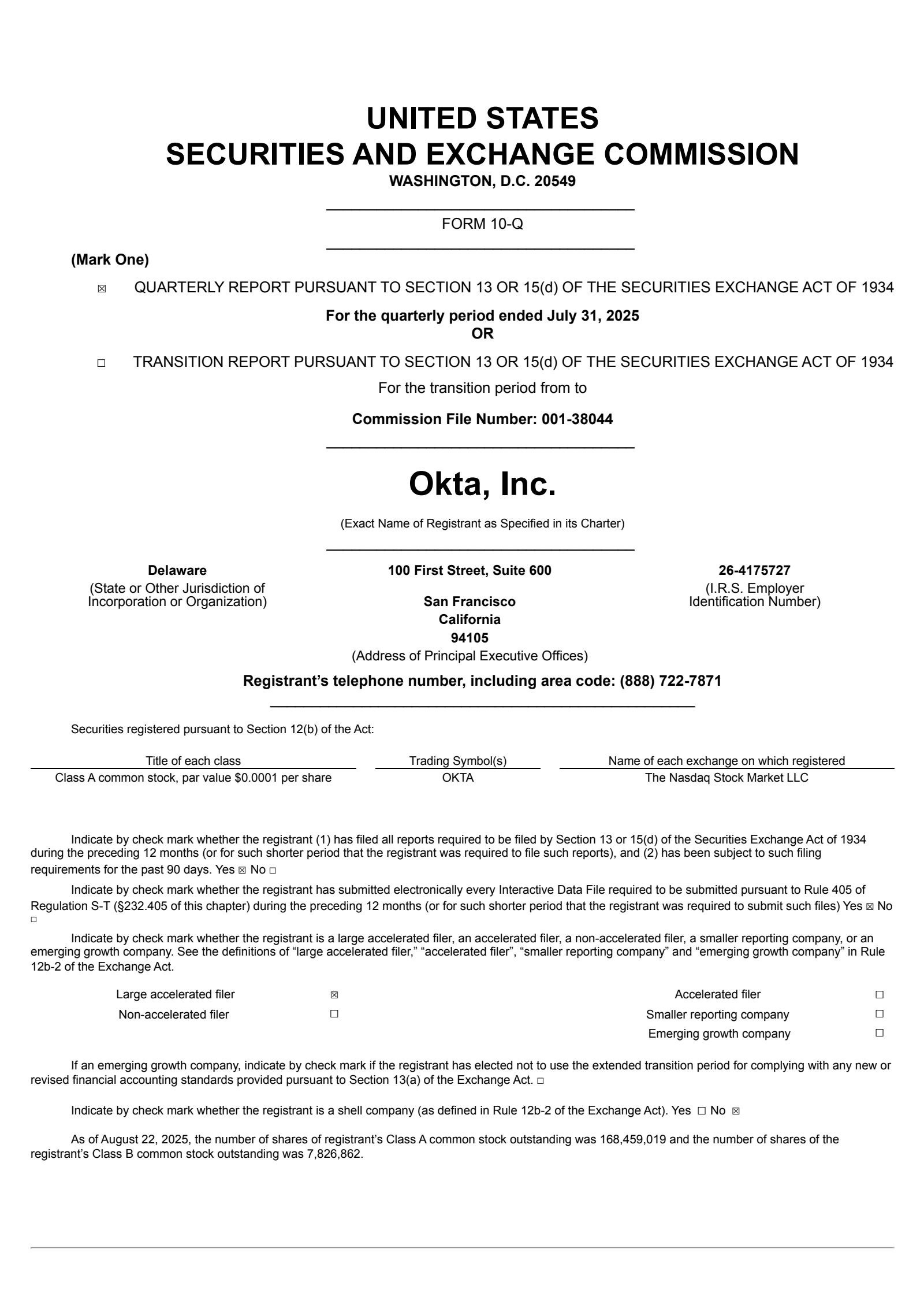Okta's Q2 2026 Quarterly report