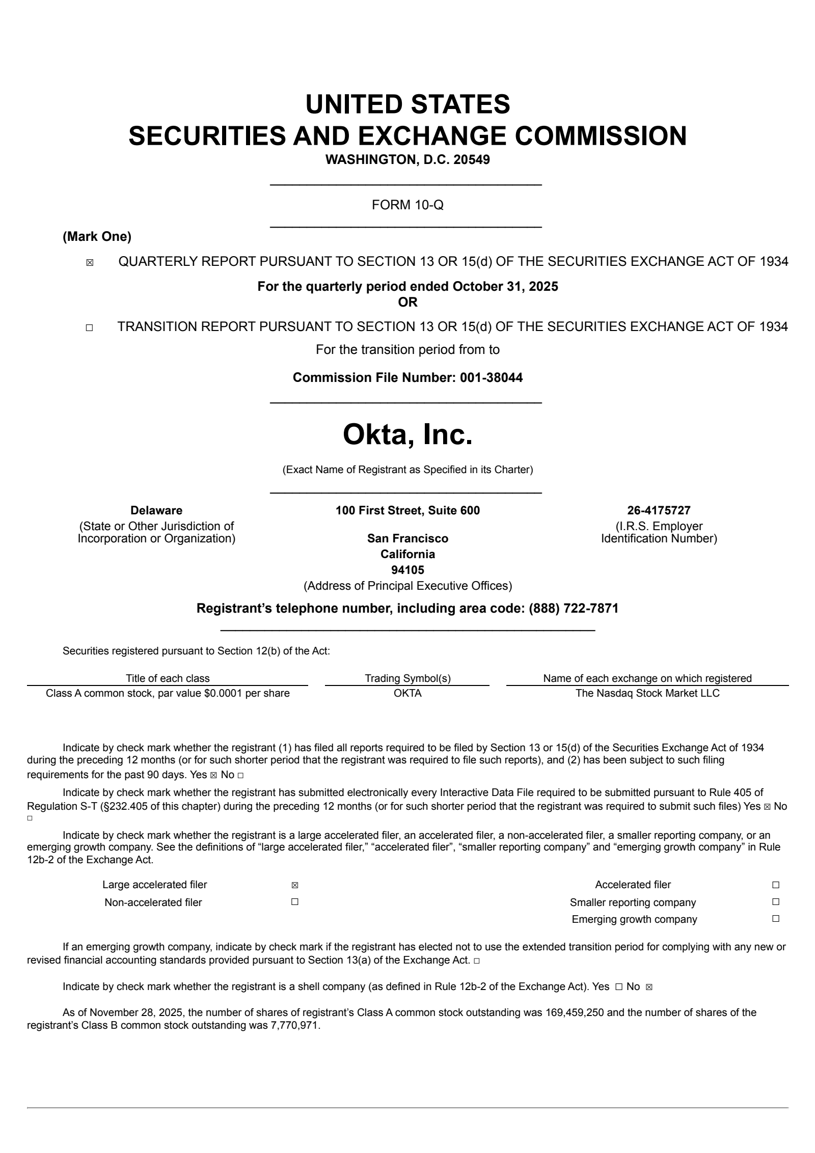 Okta's Q3 2026 Quarterly Report