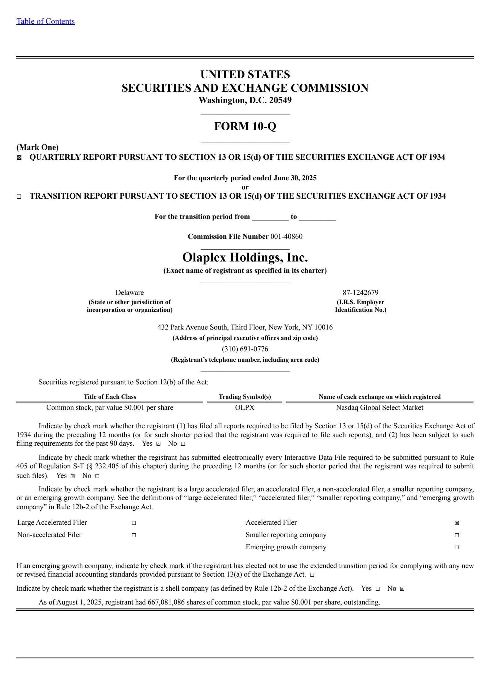 Olaplex's Q2 2025 Quarterly report