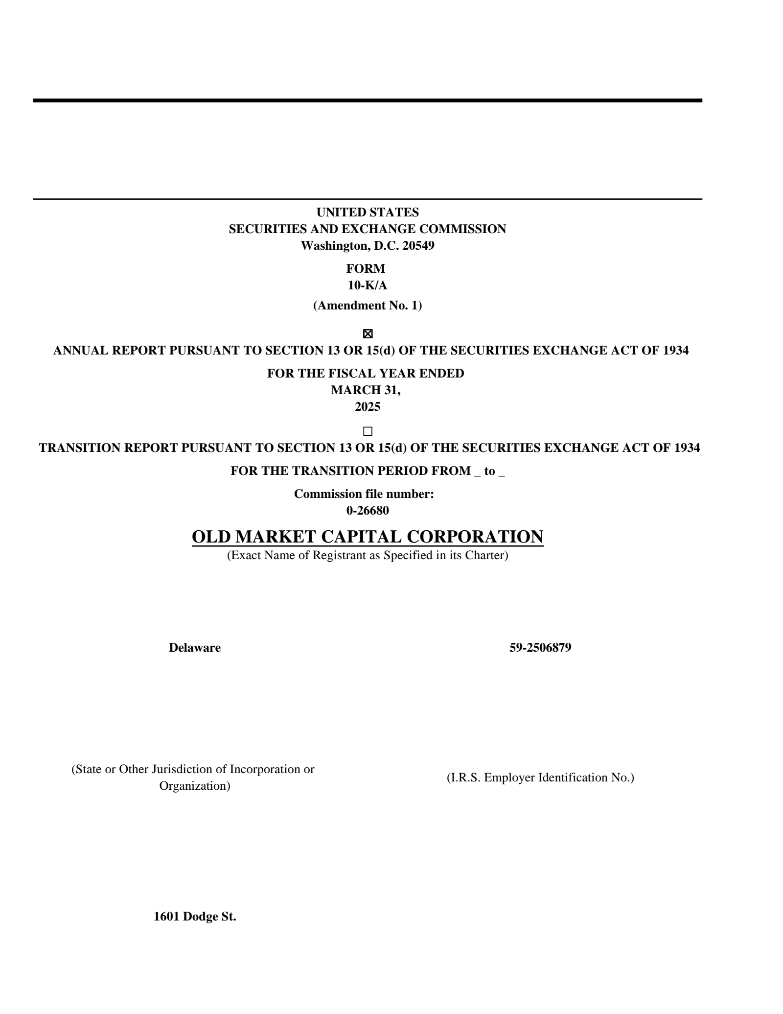 Old Market Capital's Q4 2025 Annual report