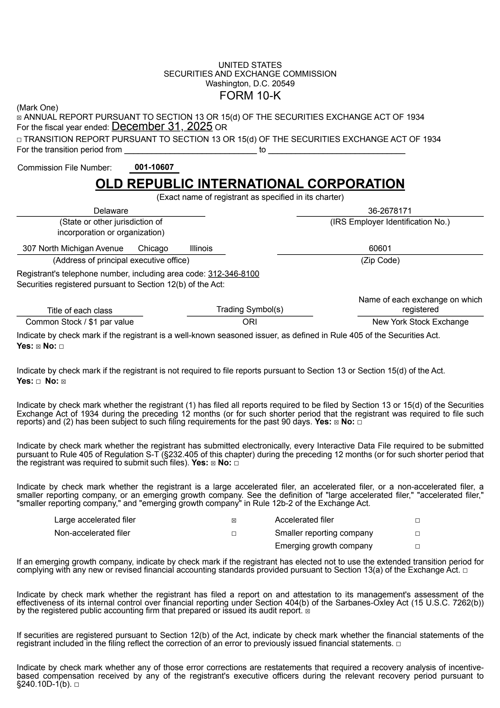 Old Republic International's Q4 2025 Annual report