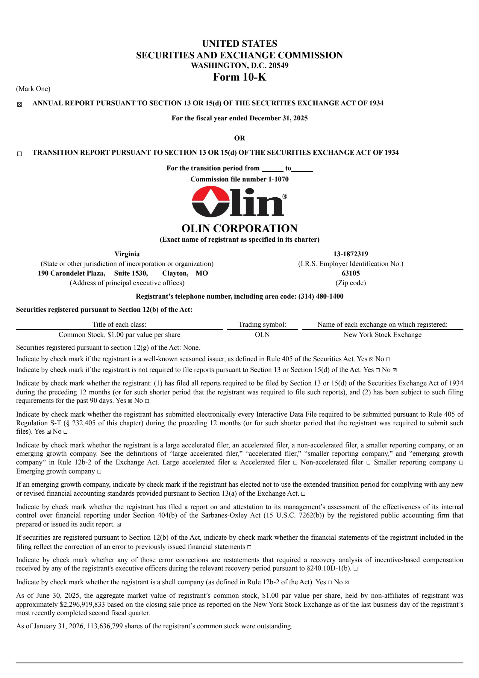 Olin's Q4 2025 Annual report