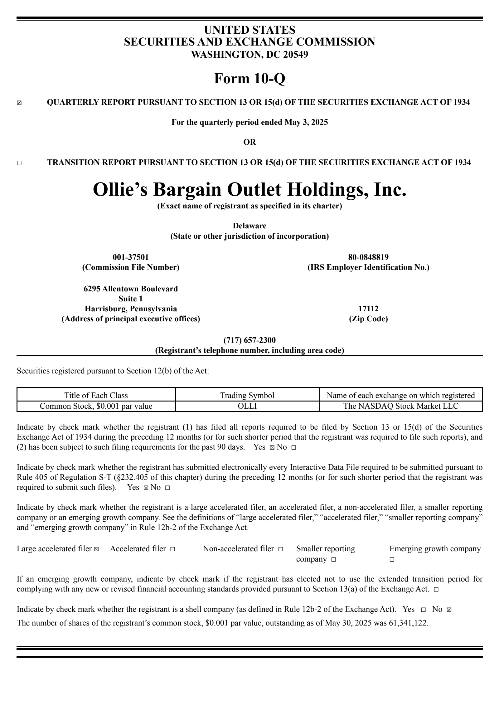 Ollie's Bargain Outlet's Q1 2026 Quarterly report