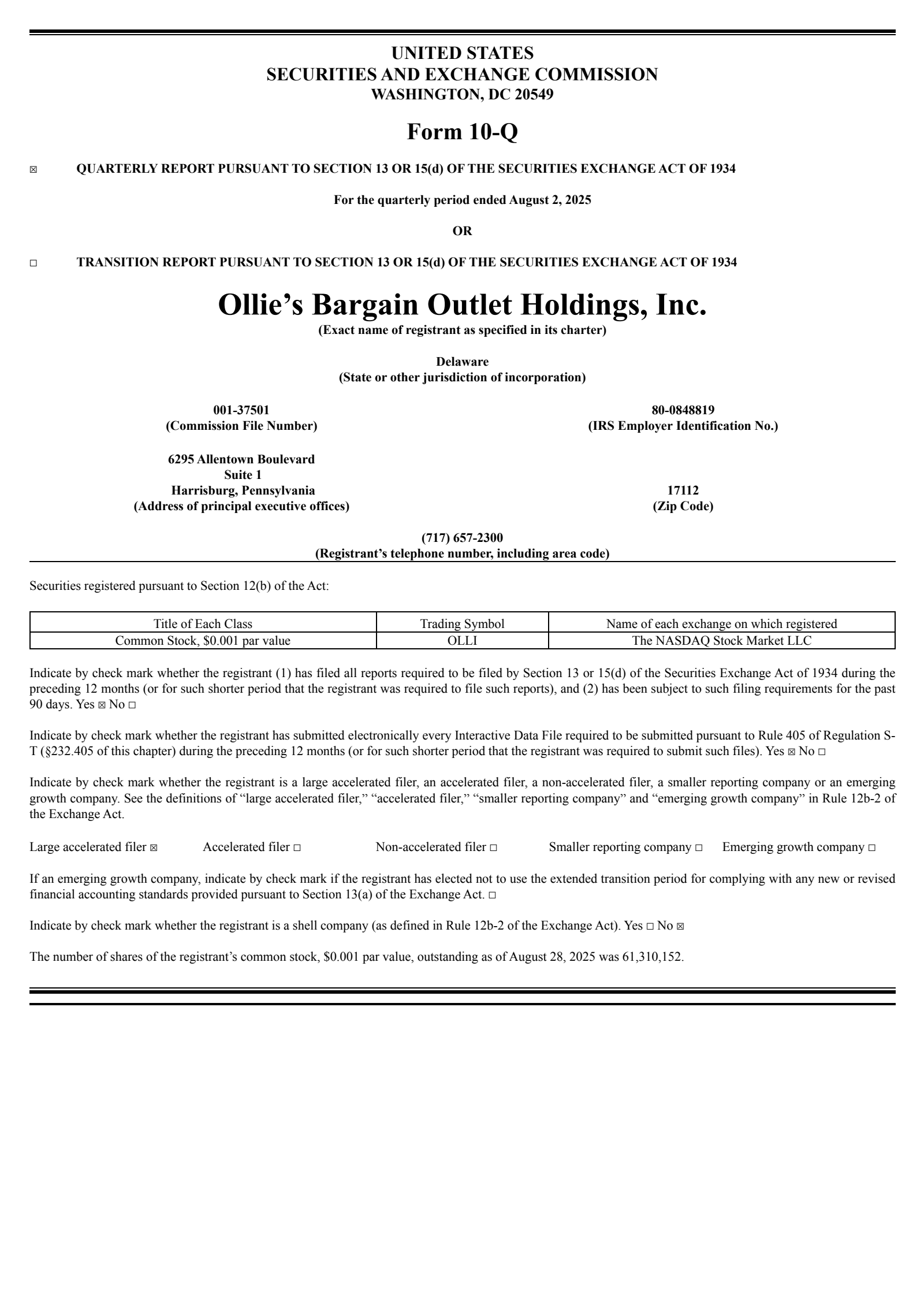 Ollie's Bargain Outlet's Q2 2026 Quarterly report