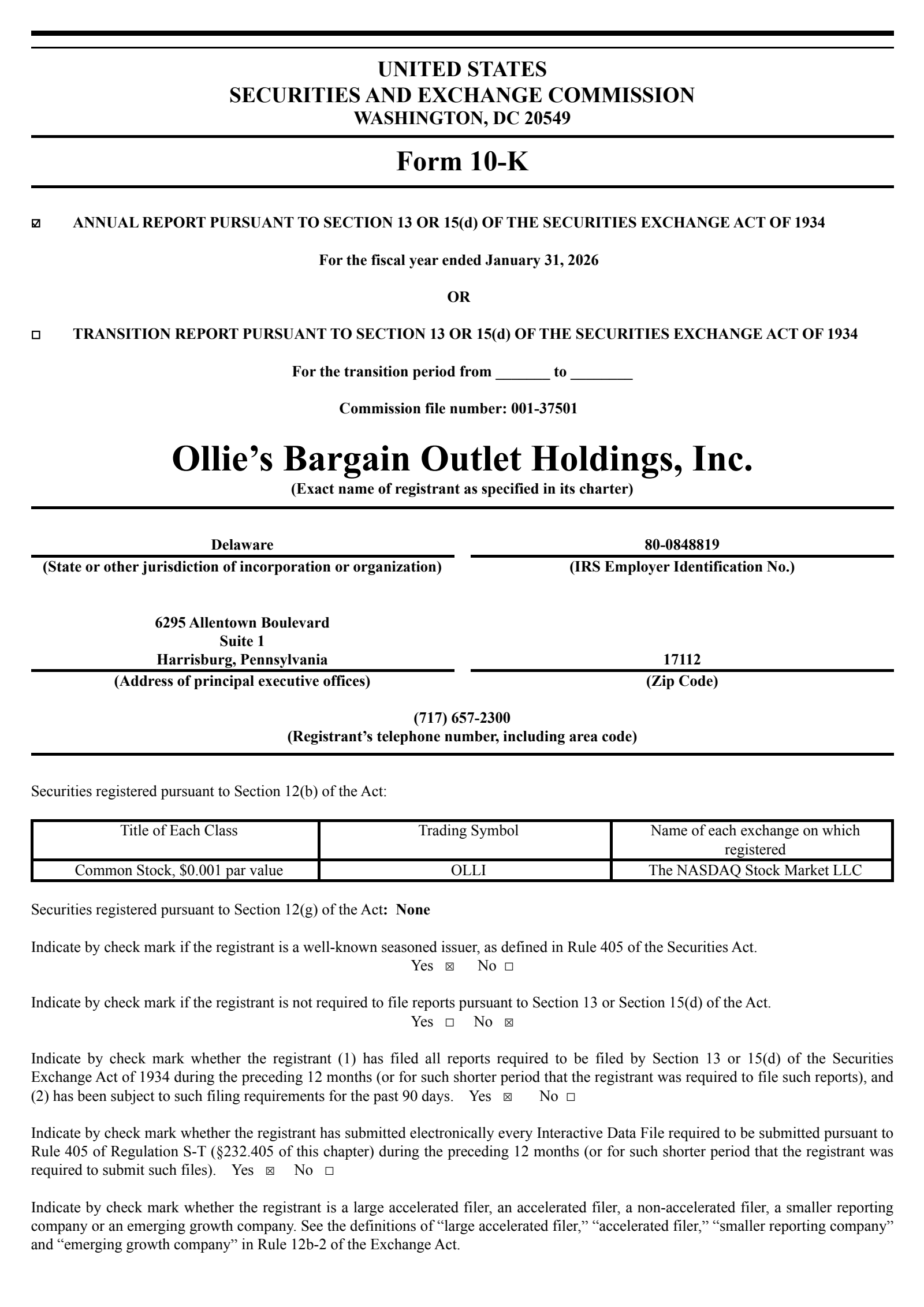 Ollie's Bargain Outlet's Q4 2025 Annual report