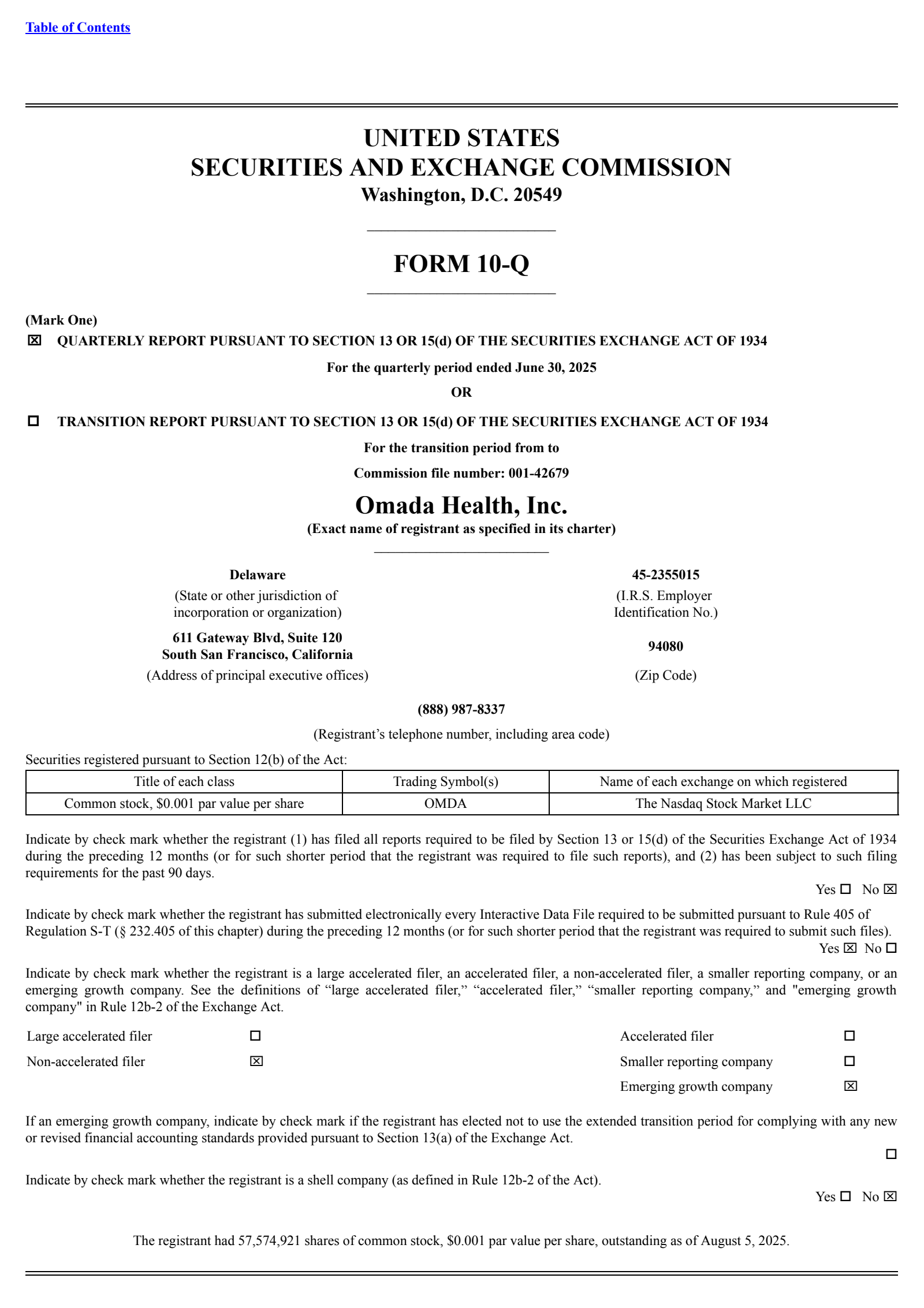 Omada Health's Q2 2025 Quarterly Report