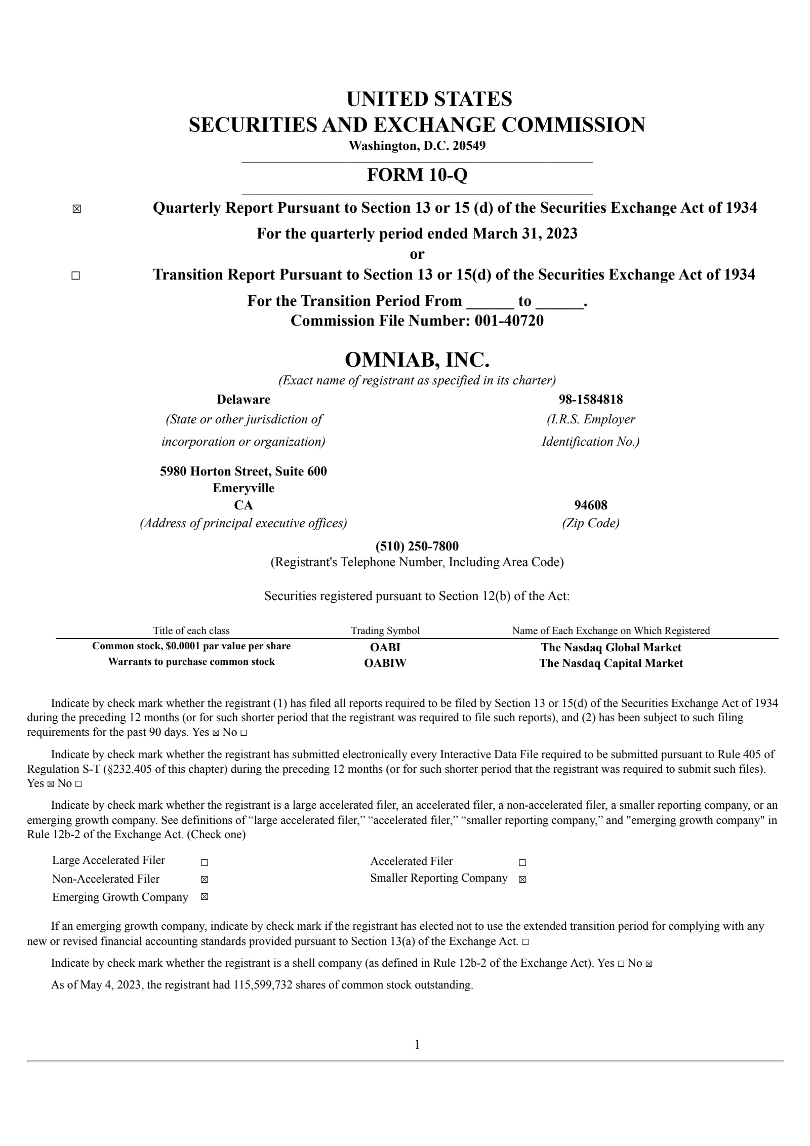 OmniAb's Q1 2023 Quarterly report