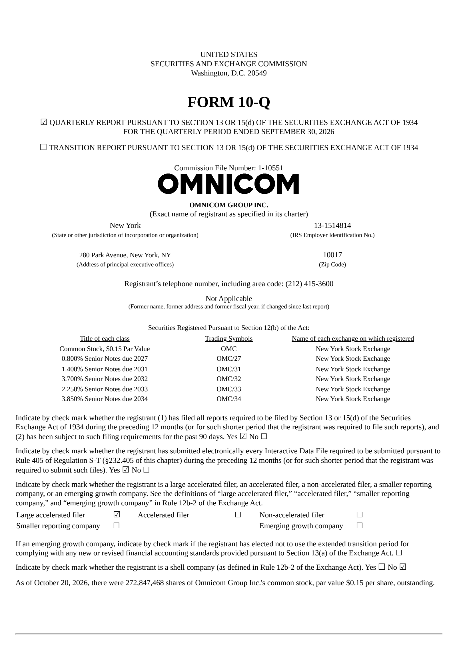 Omnicom Group's Q3 2026 Quarterly report