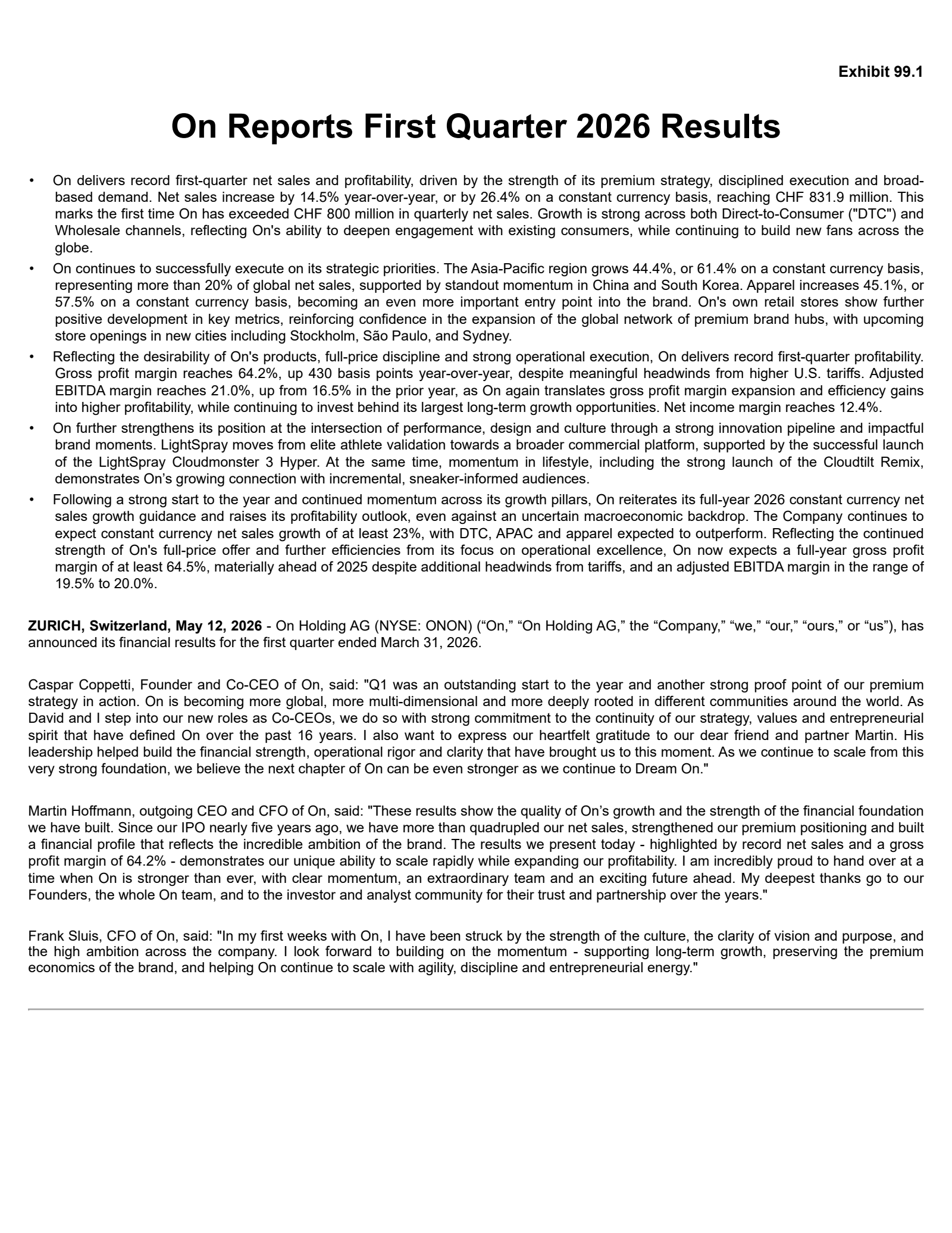 ON's Q1 2026 Press Release