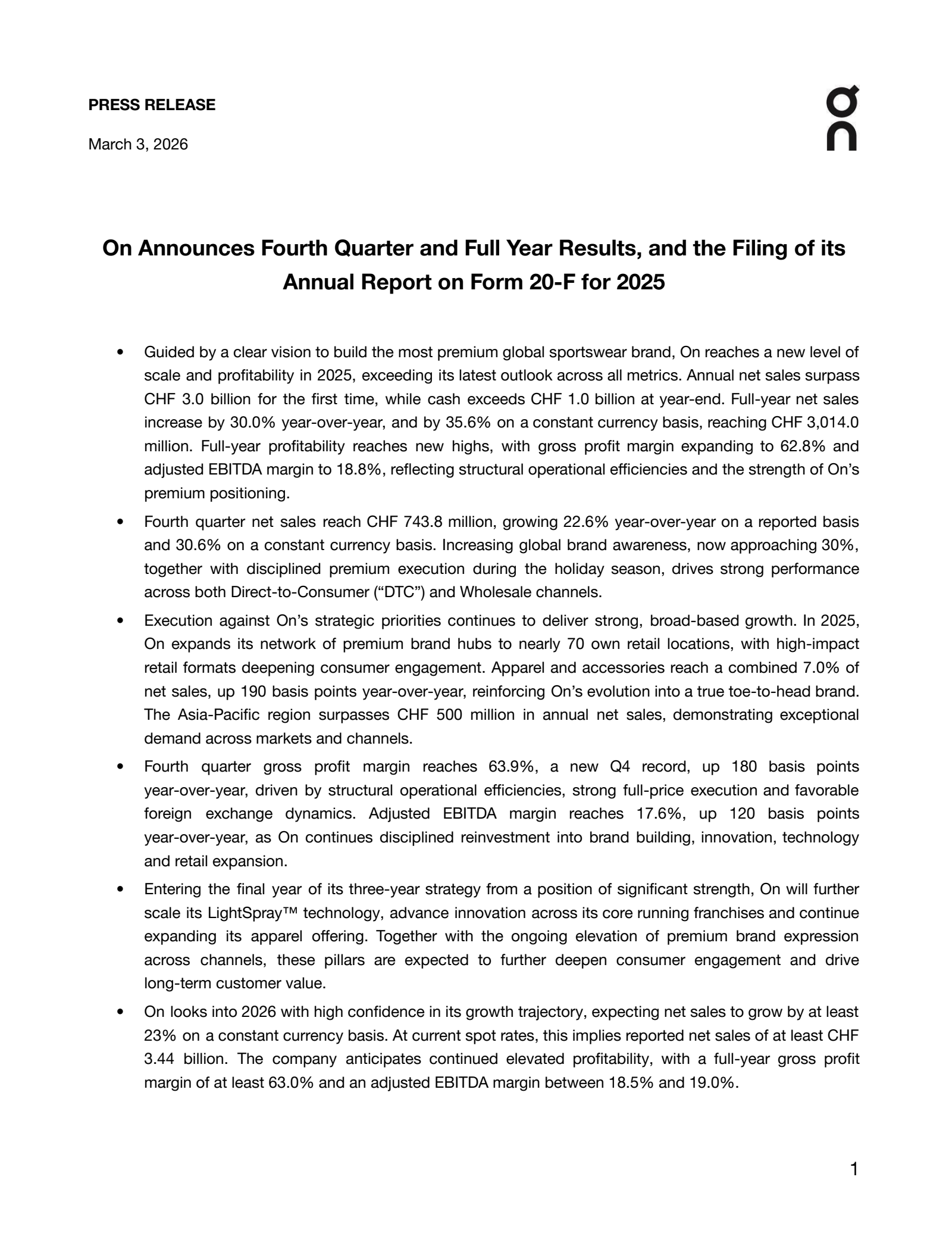 ON's Q4 2025 Press Release