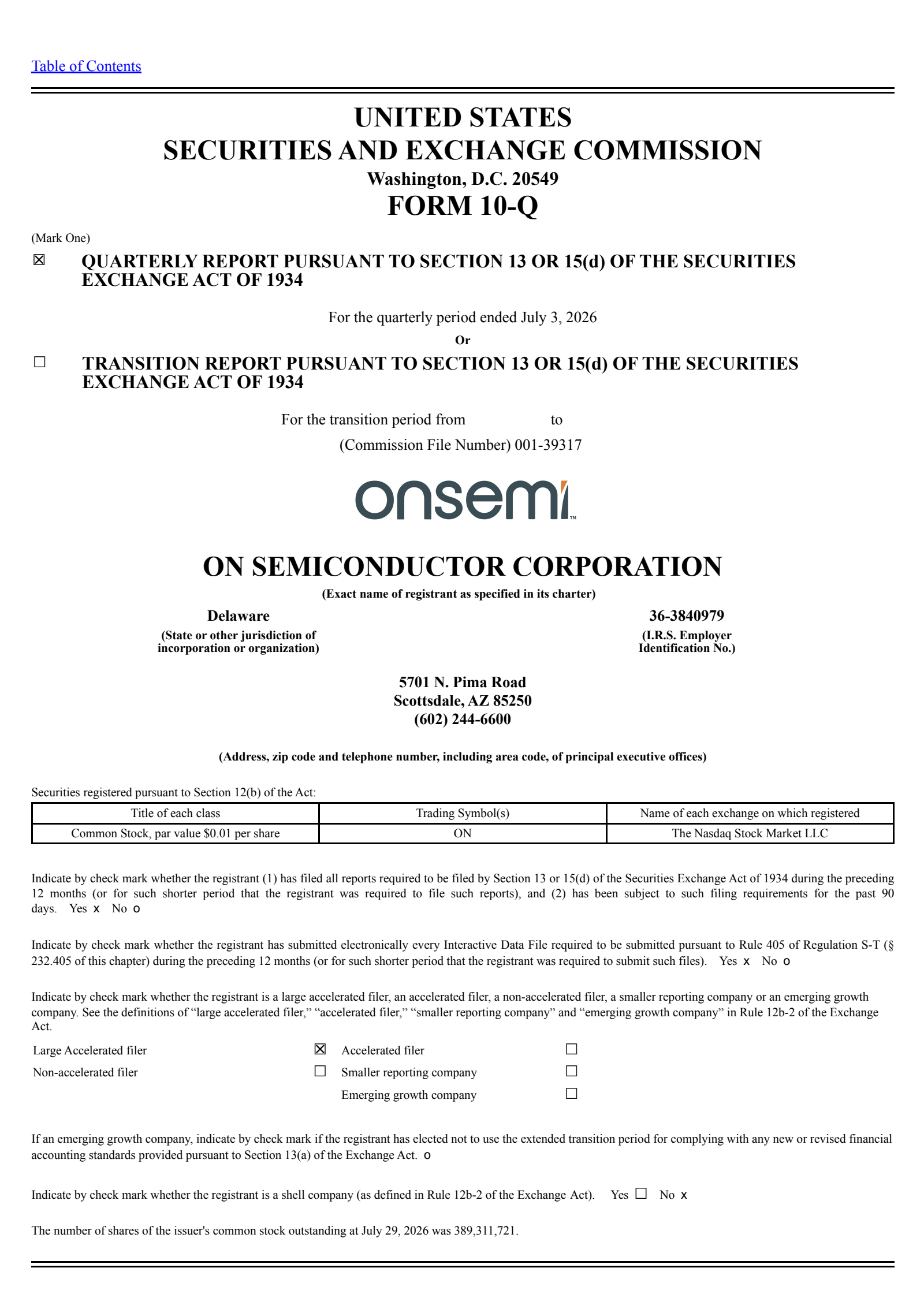 onsemi's Q2 2026 Quarterly report