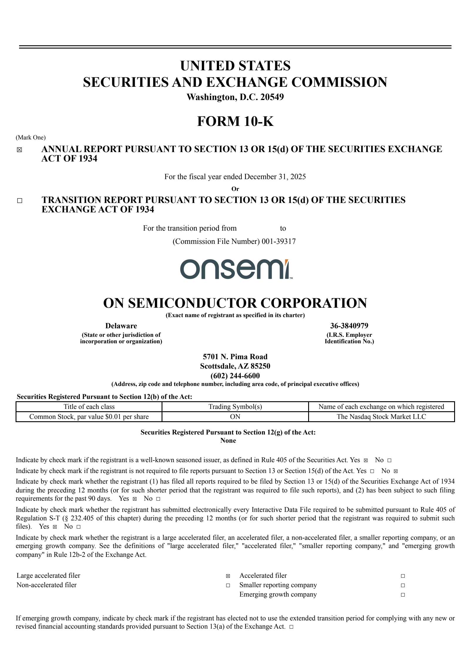 onsemi's Q4 2025 Annual report