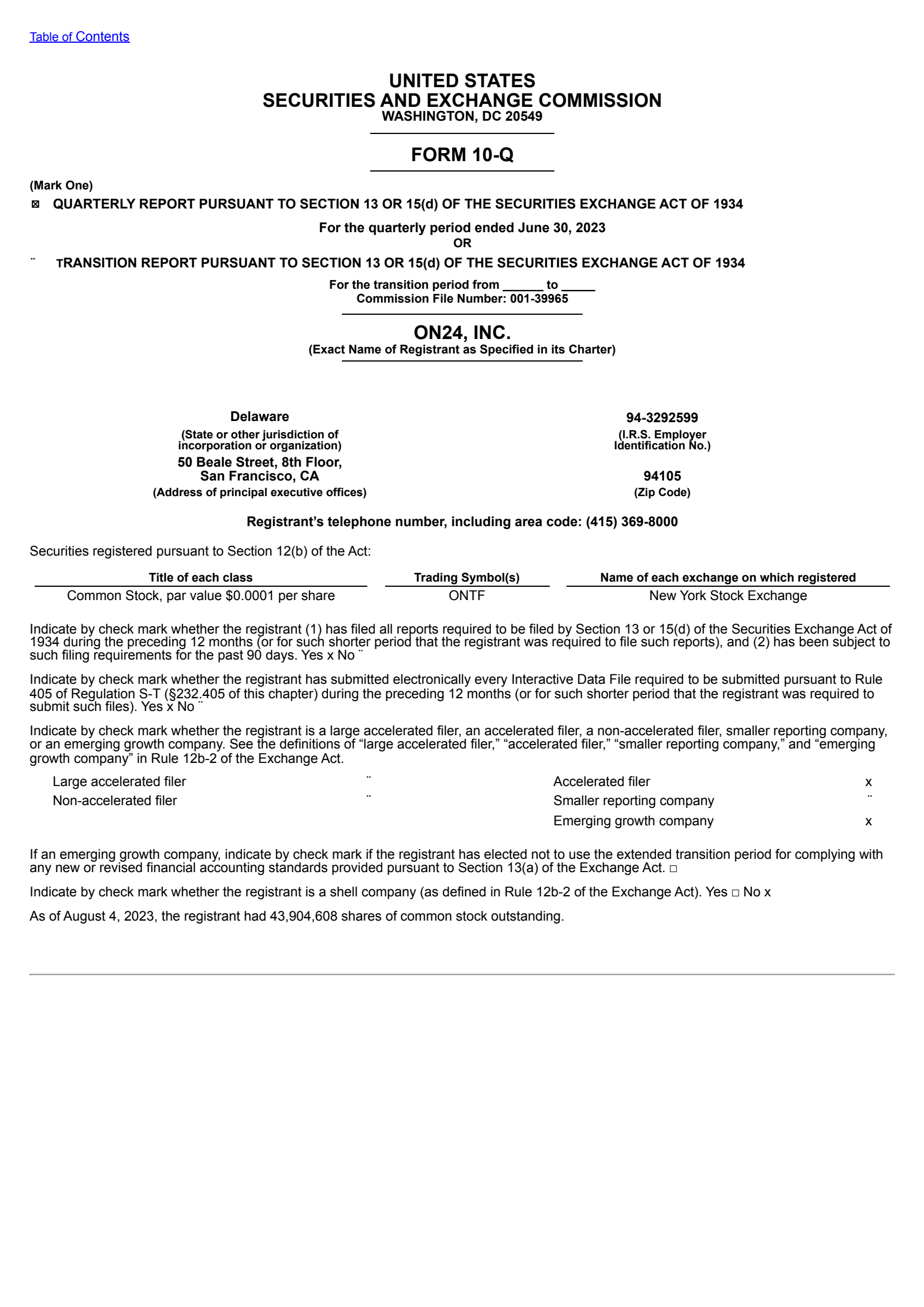 ON24's Q2 2023 Quarterly report