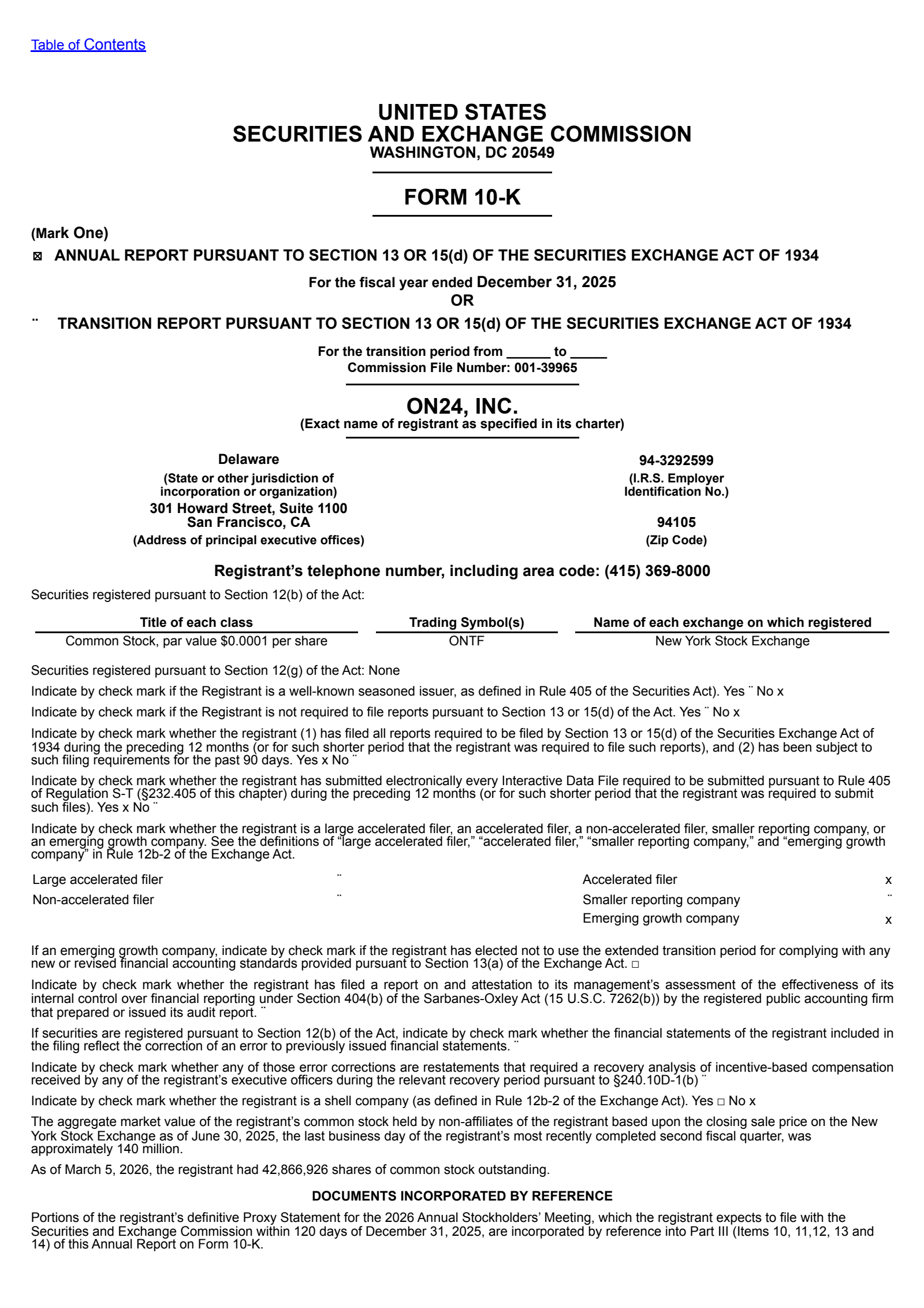 ON24's Q4 2025 Annual report