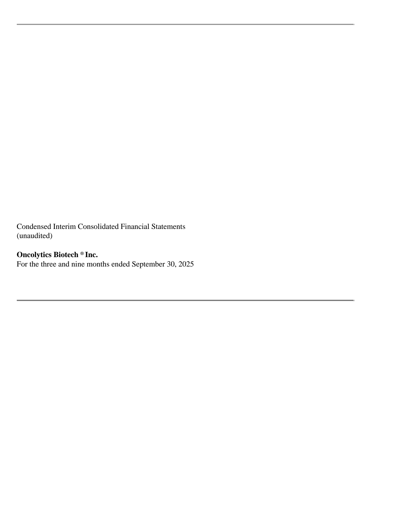 Oncolytics Biotech's Q3 2025 Earnings Release