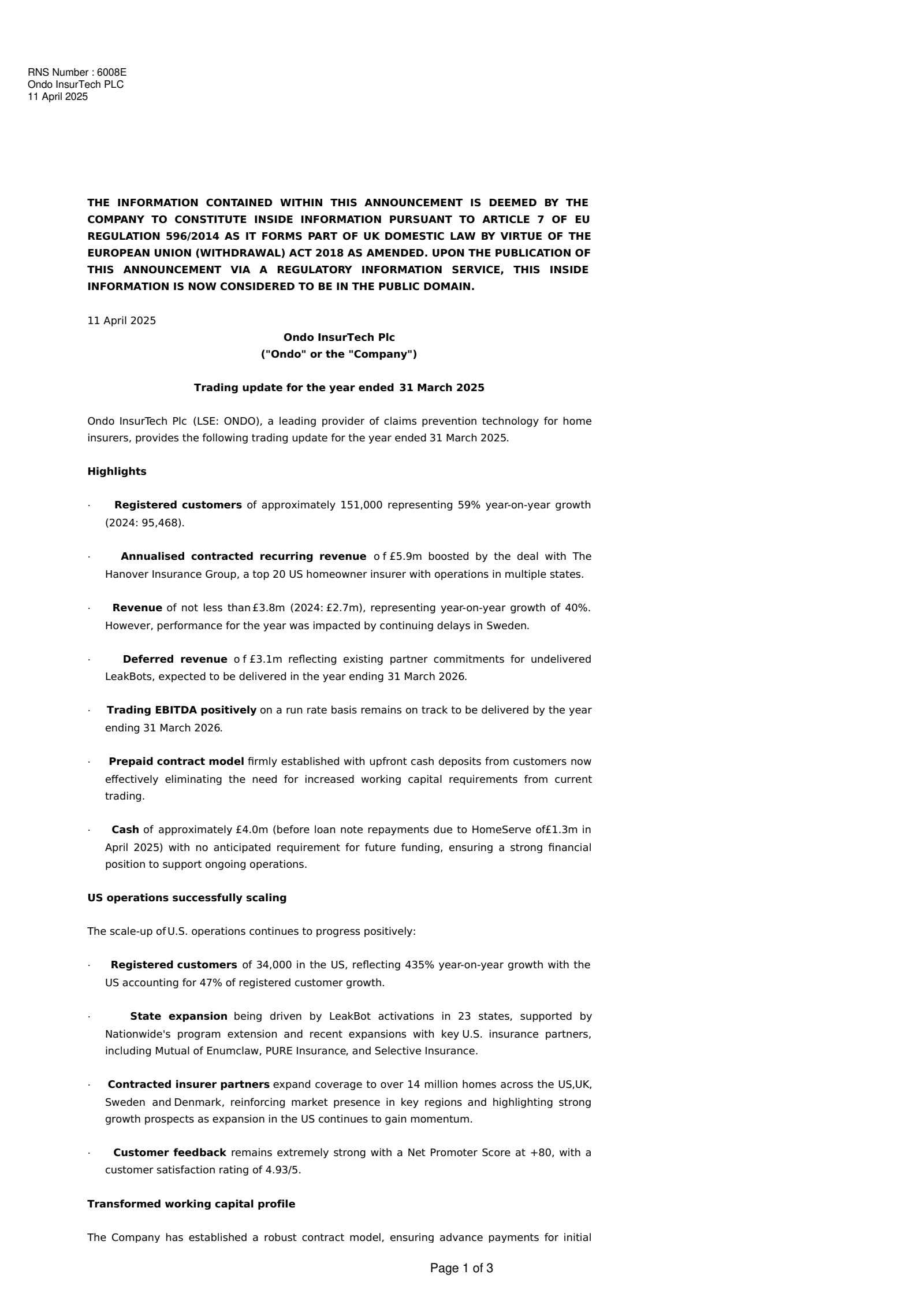 Ondo InsurTech's H2 2025 Press Release