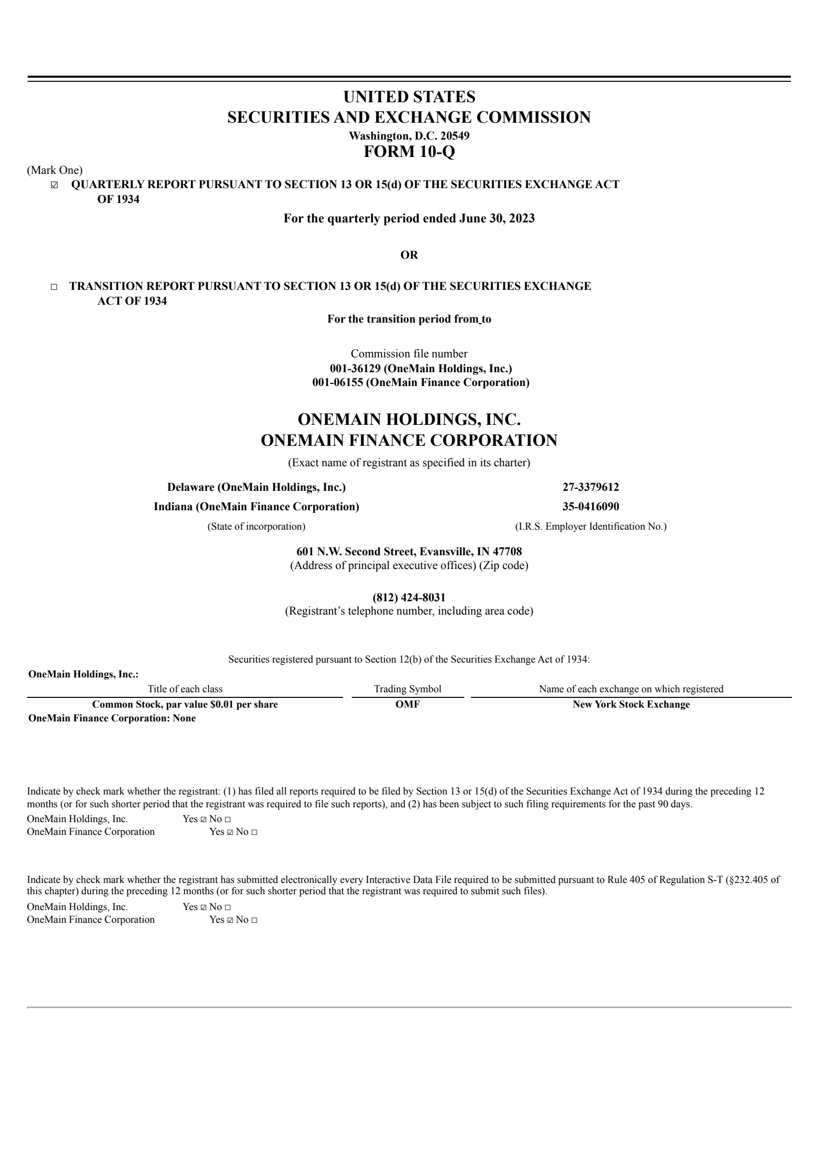 OneMain's Q2 2023 Quarterly report