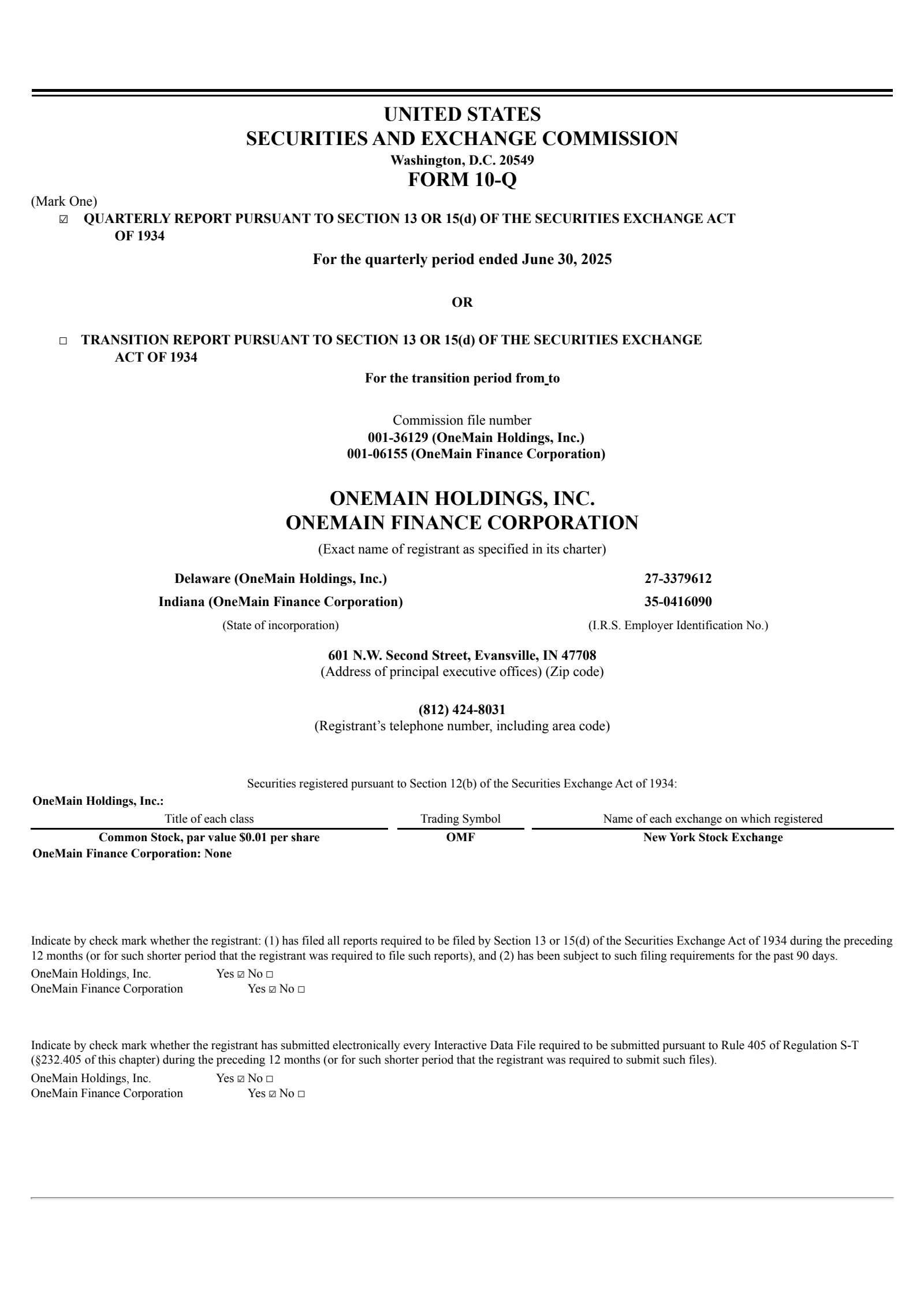 OneMain's Q2 2025 Quarterly report