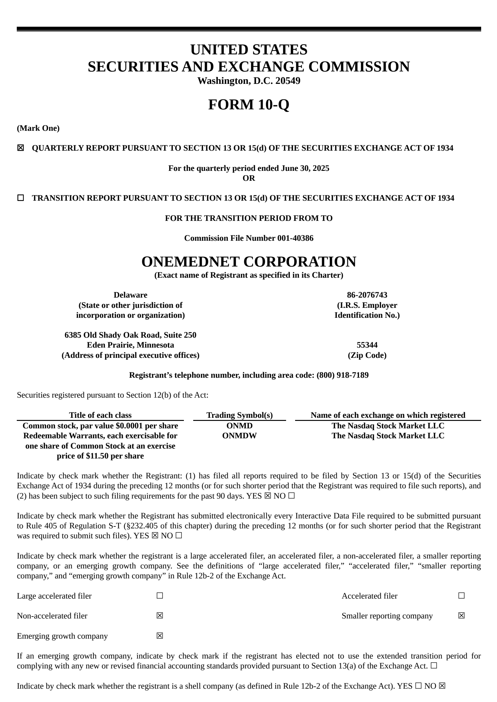 OneMedNet's Q2 2025 Quarterly report