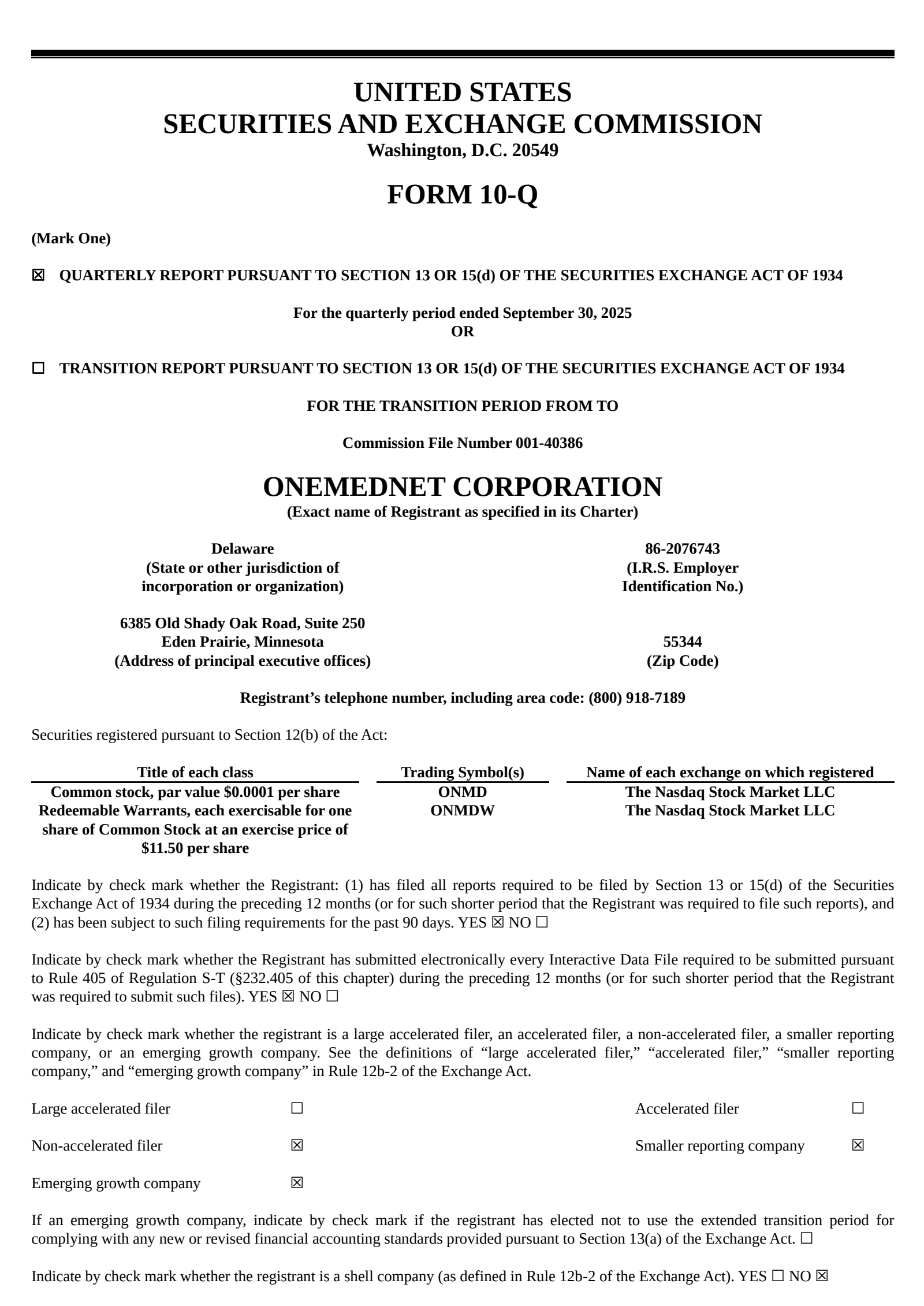 OneMedNet's Q3 2025 Quarterly report