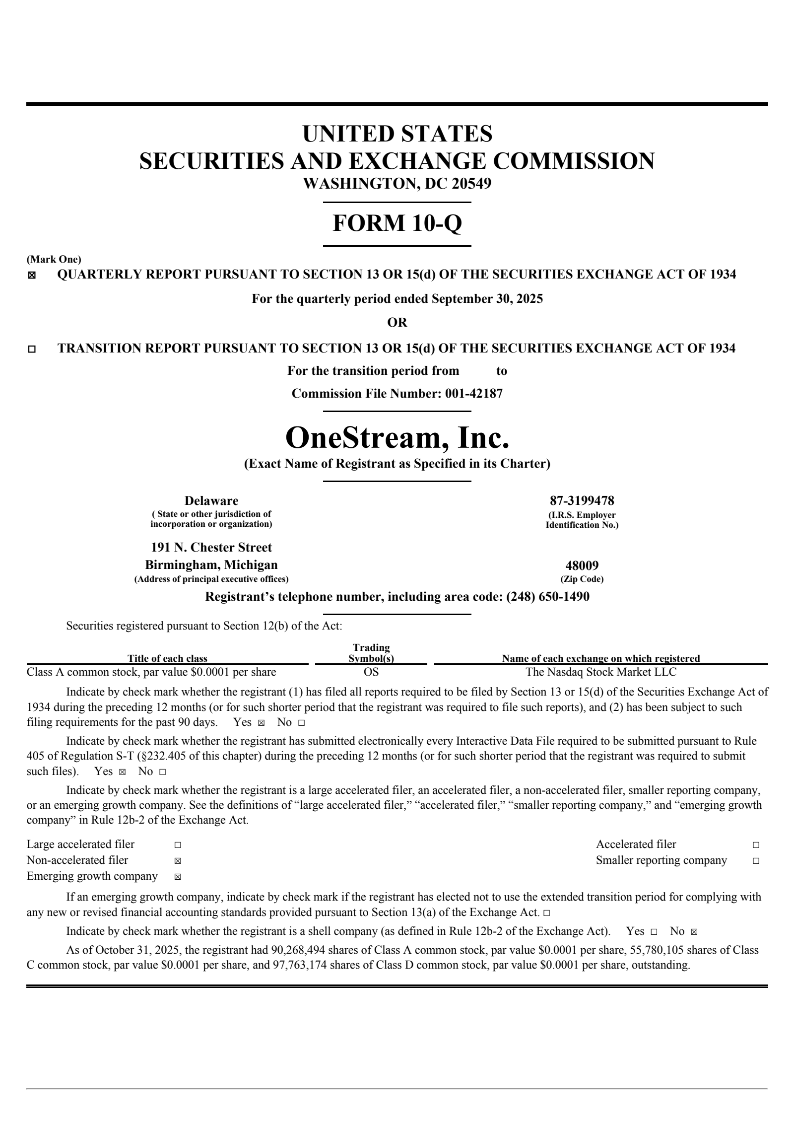 OneStream's Q3 2025 Quarterly Report