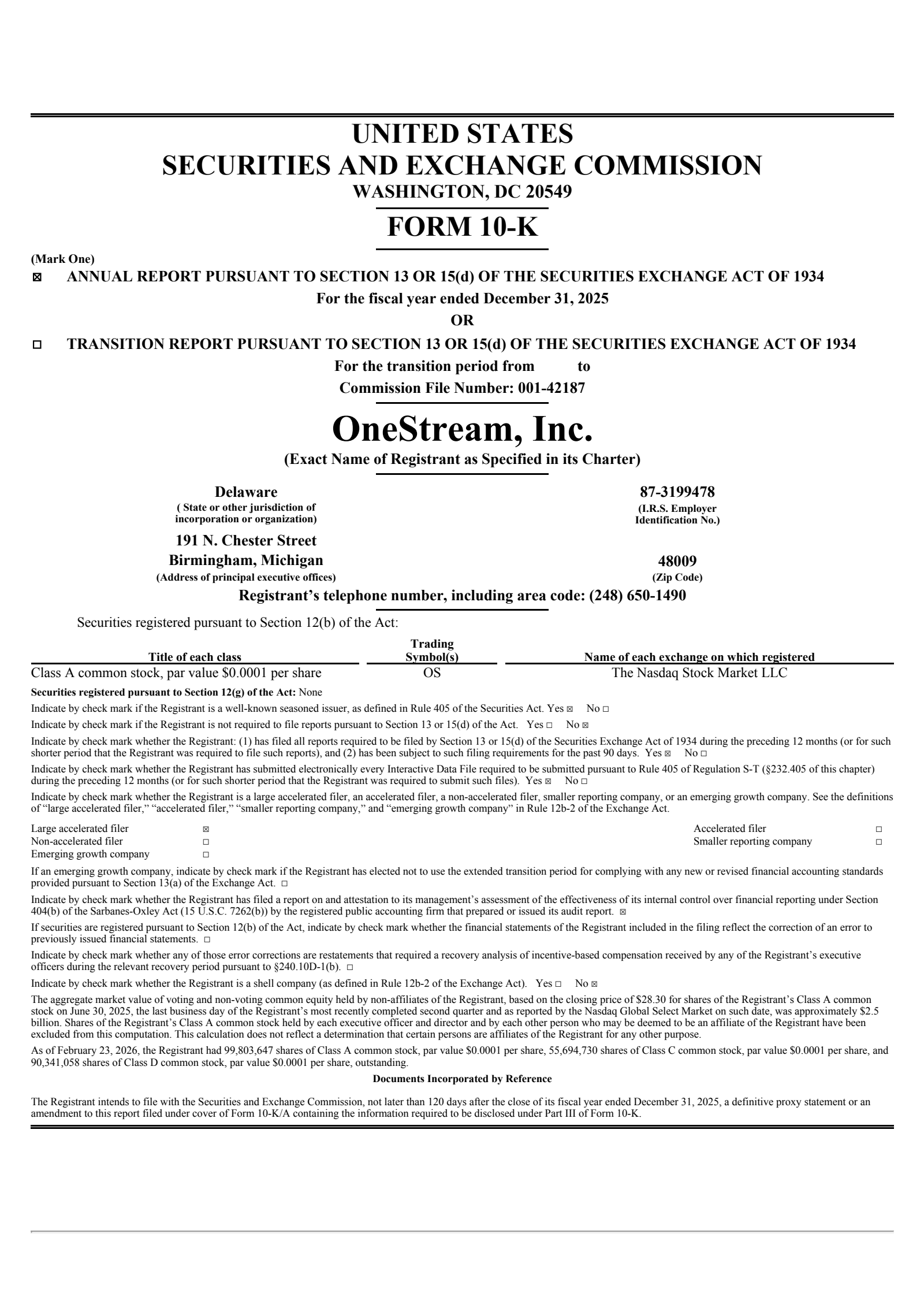 OneStream's Q4 2025 Annual report