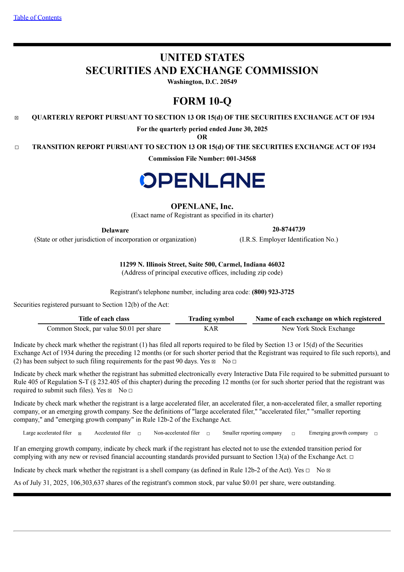 OPENLANE's Q2 2025 Quarterly report