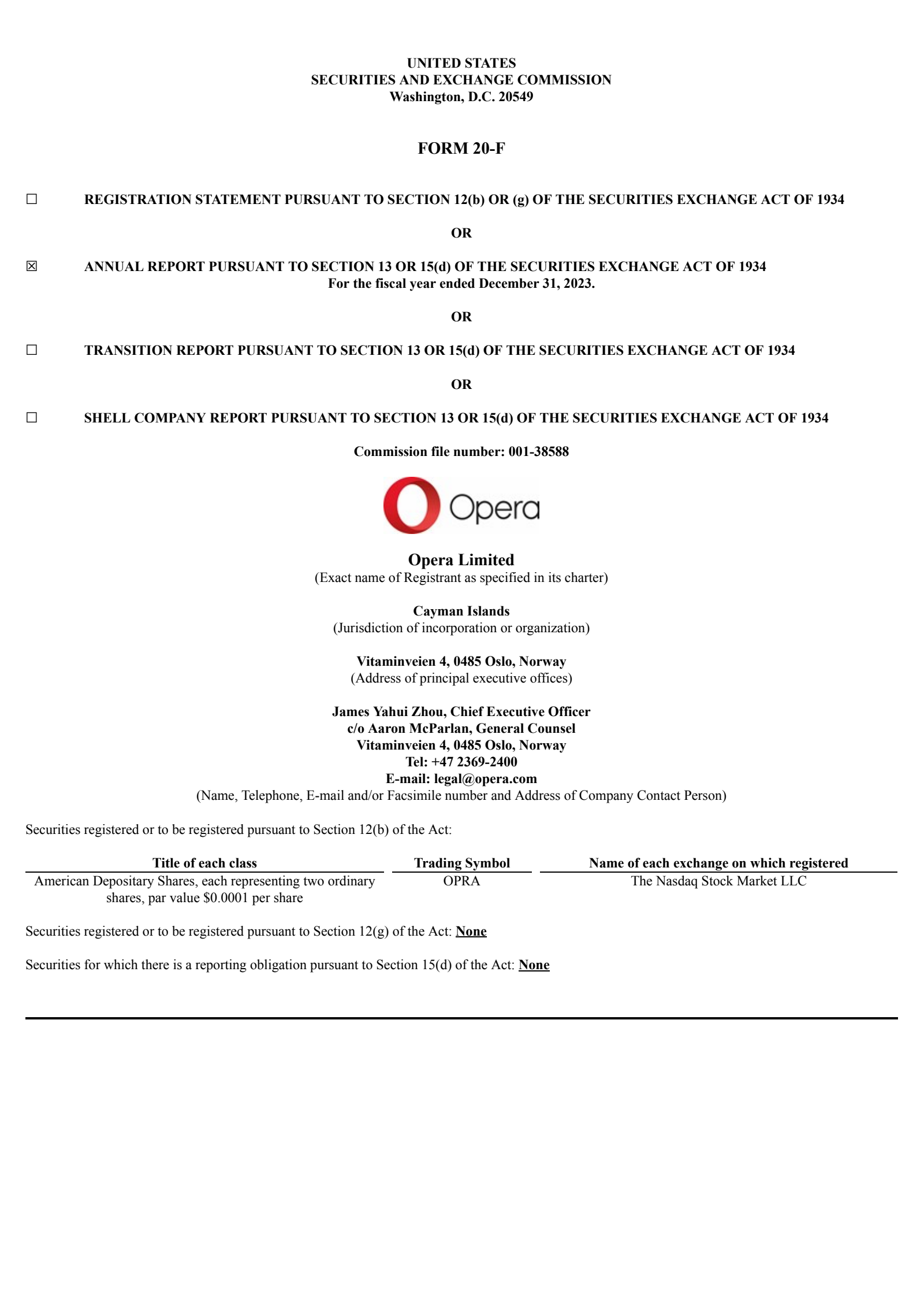 Opera's Q4 2023 Annual Report