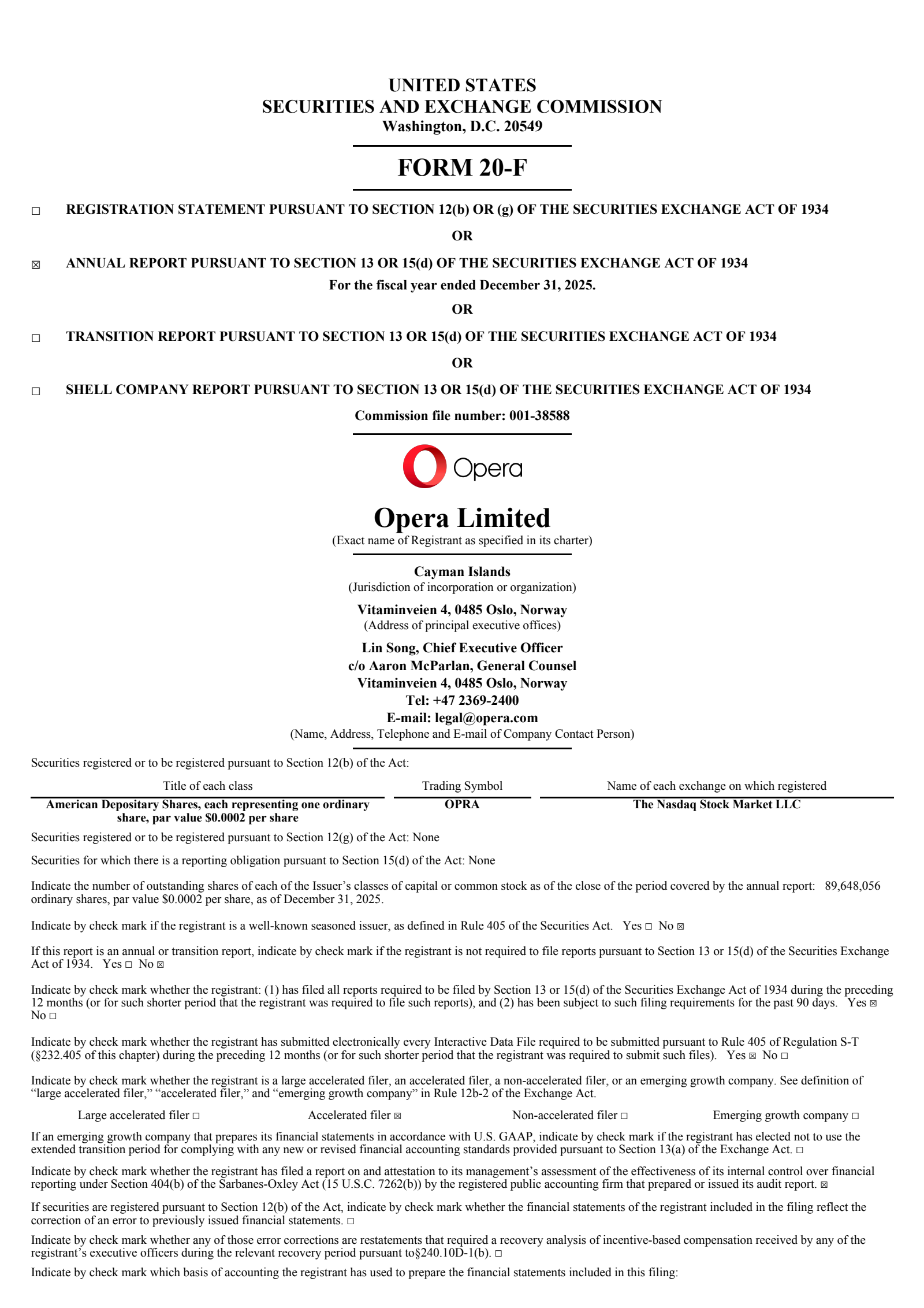 Vip Report Opera OPRA Q4 2025 Earnings Report on 2/26/2026