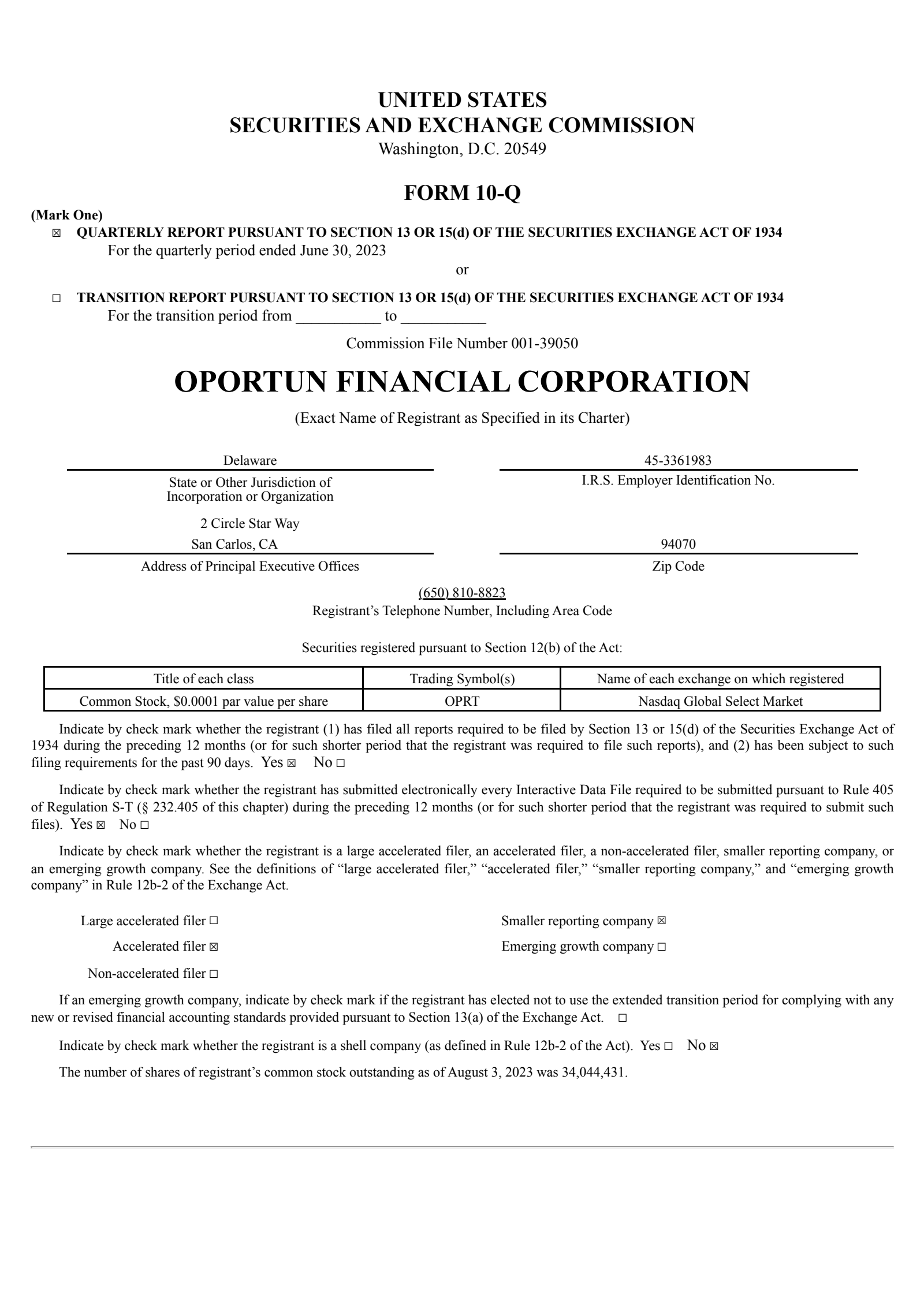 Oportun Financial's Q2 2023 Quarterly report