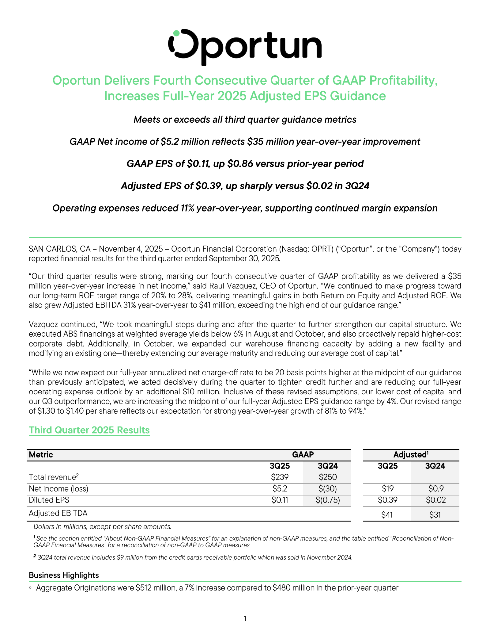 Oportun Financial's Q3 2025 Earnings Release