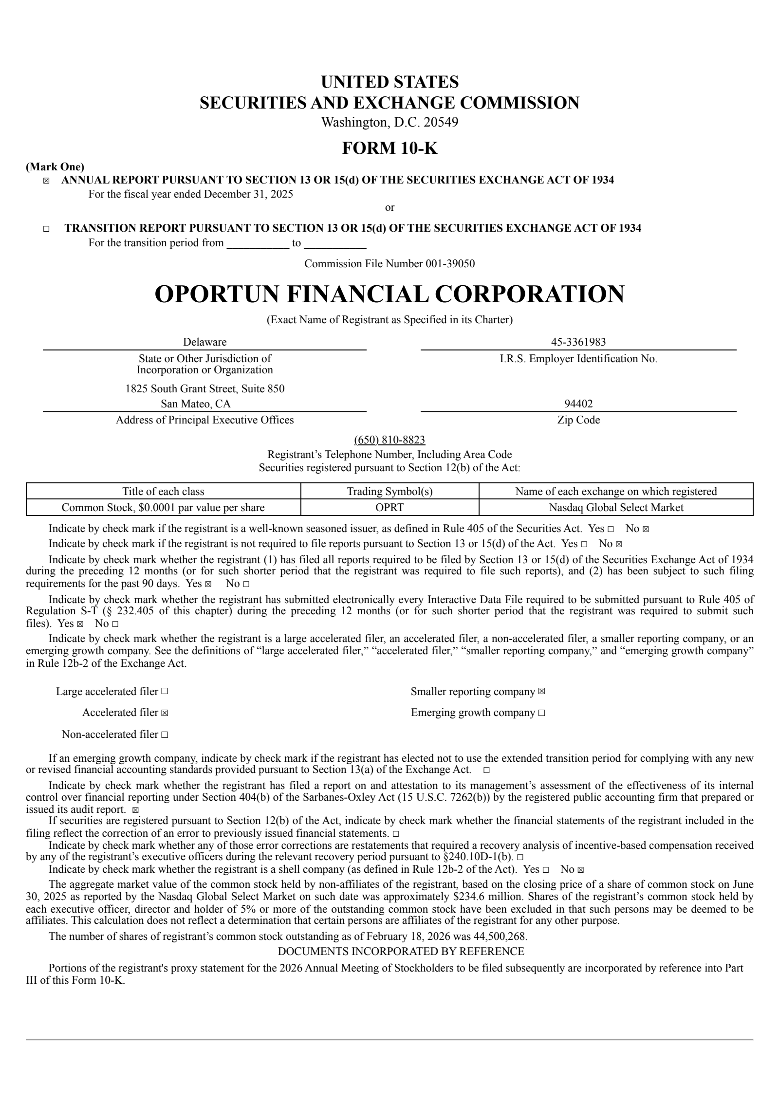 Oportun Financial's Q4 2025 Annual report