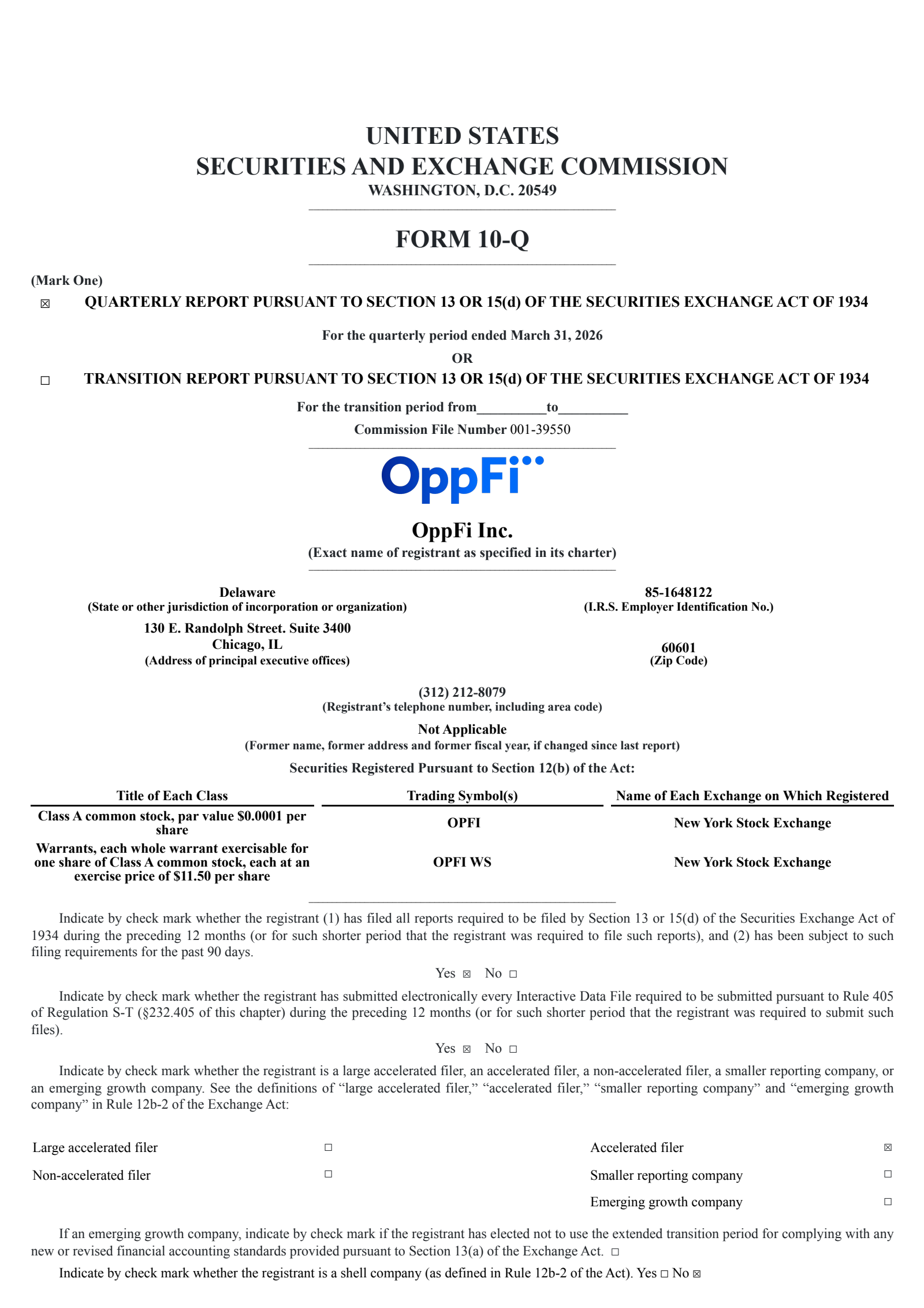 OppFi's Q1 2026 Quarterly report