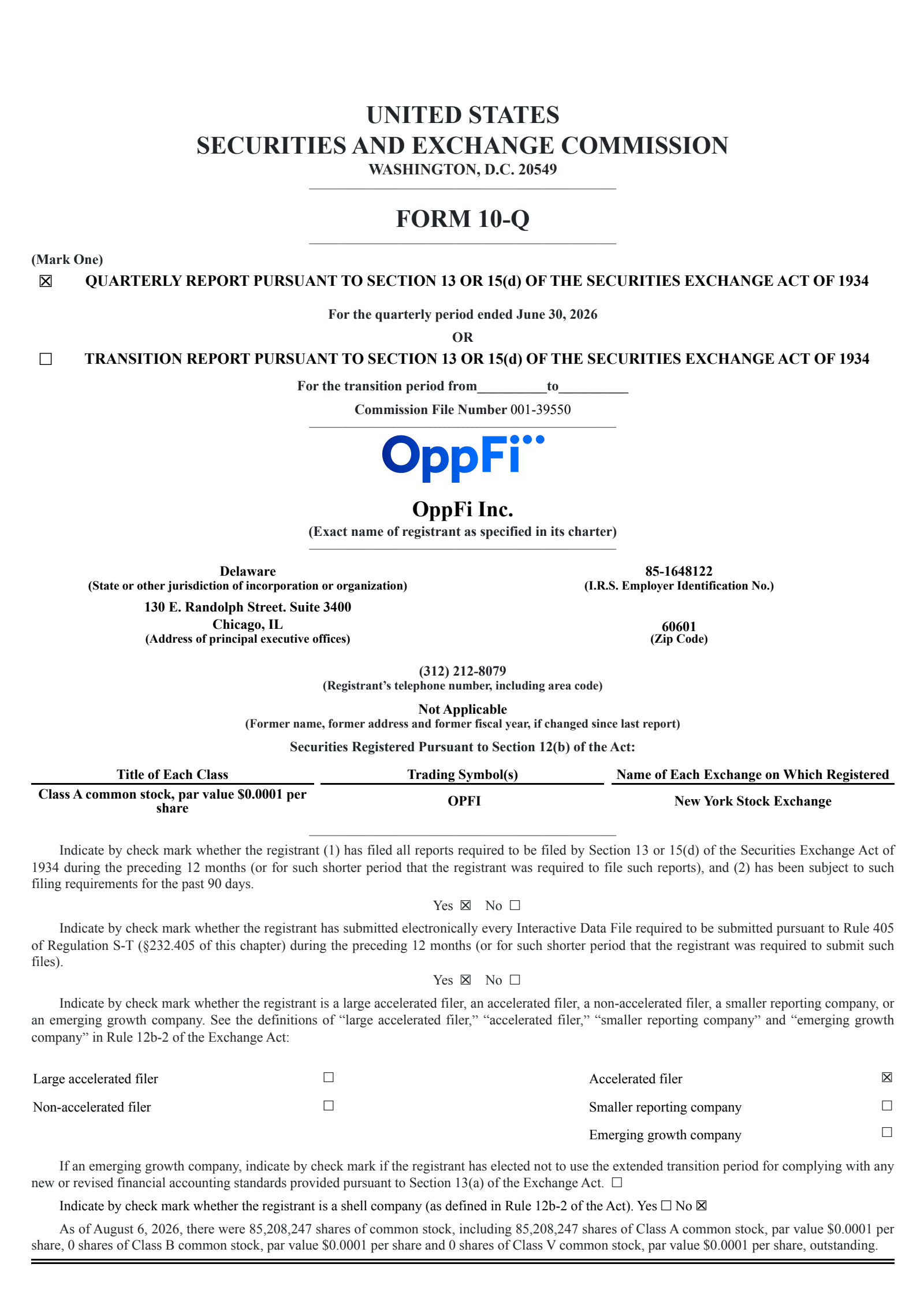 OppFi's Q2 2026 Quarterly report