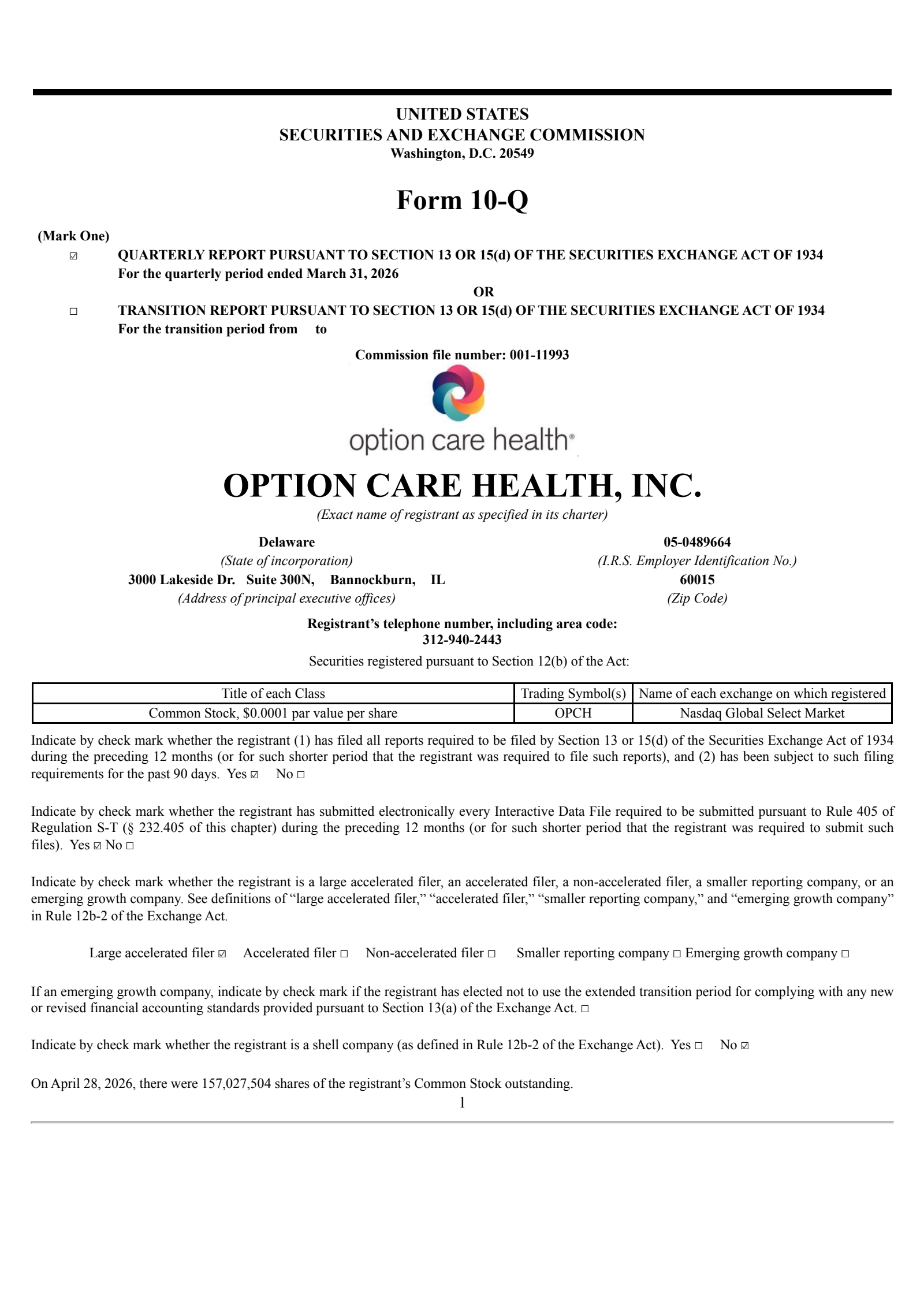 Option Care Health's Q1 2026 Quarterly report