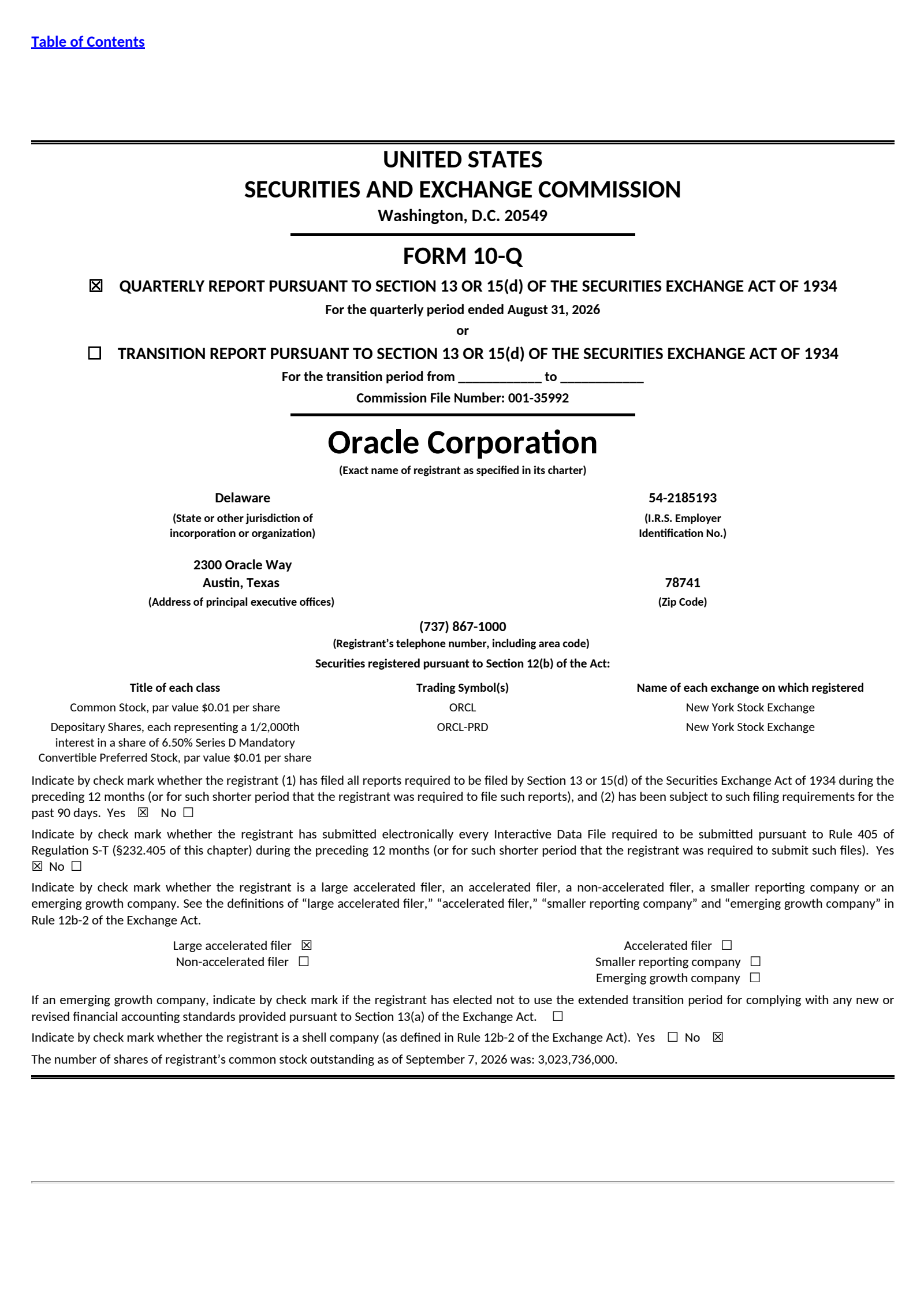 Oracle's Q1 2027 Quarterly report