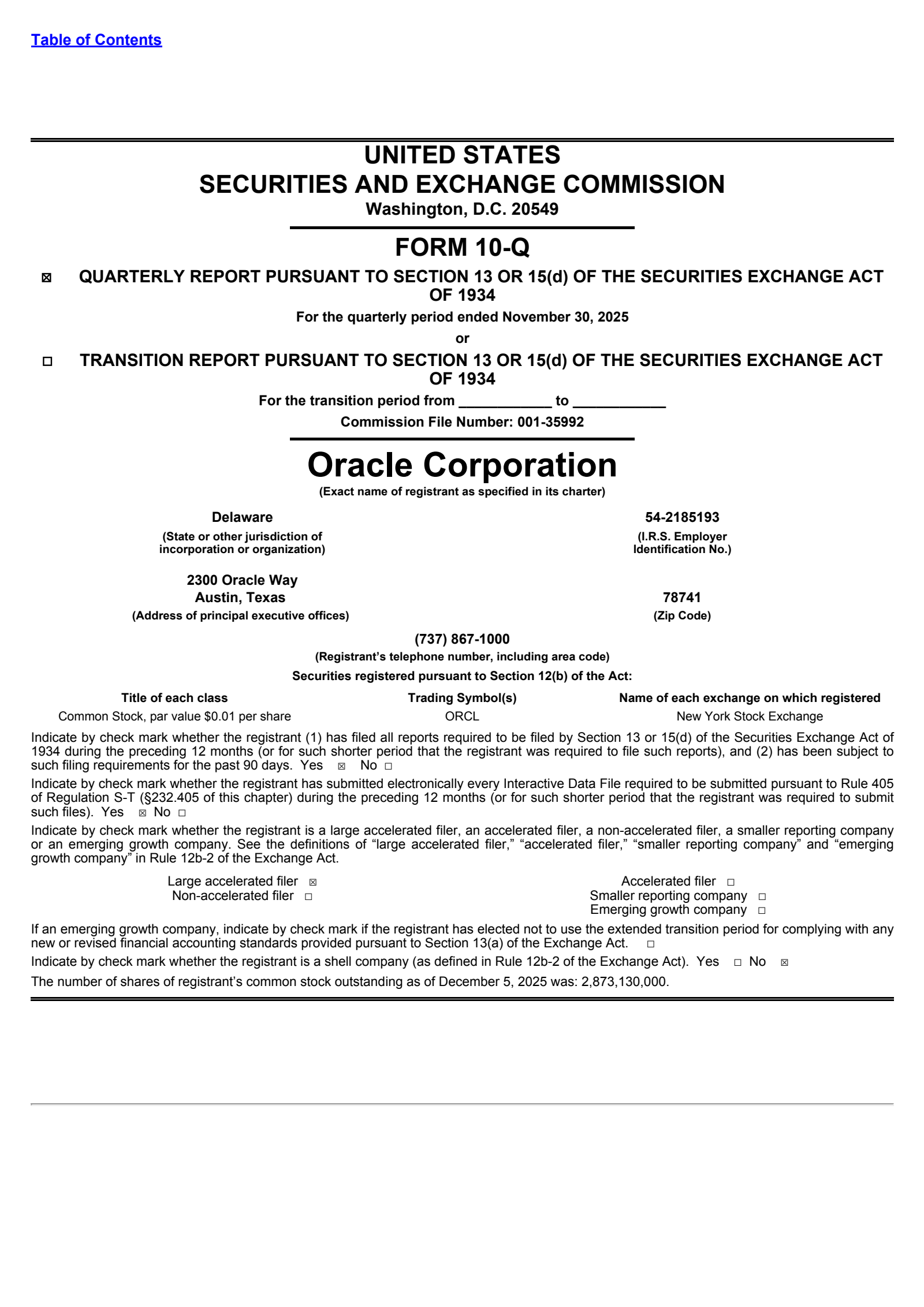 Oracle's Q2 2026 Quarterly Report