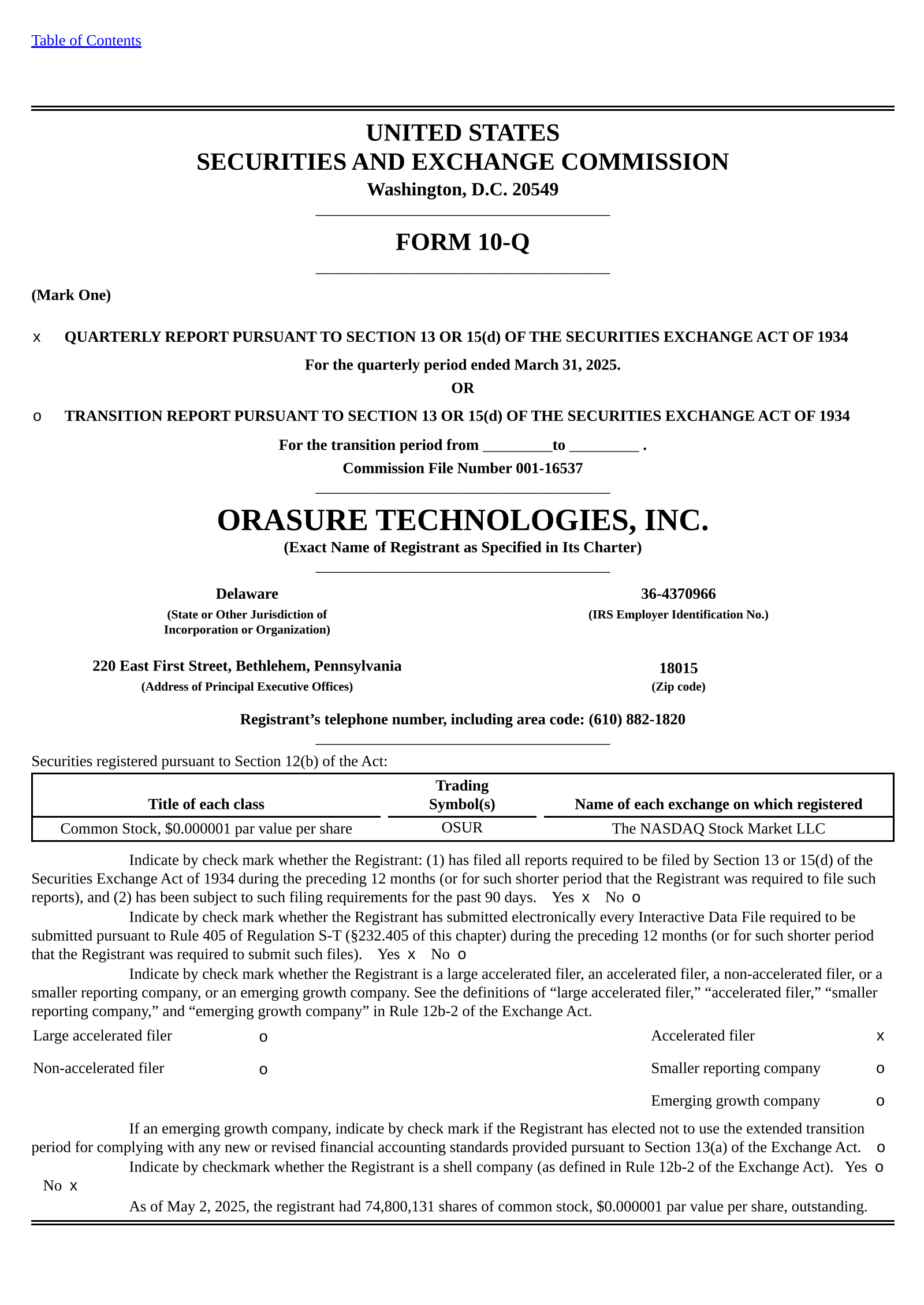 OSUR Q1 2025 Earnings Report on 5/7/2025