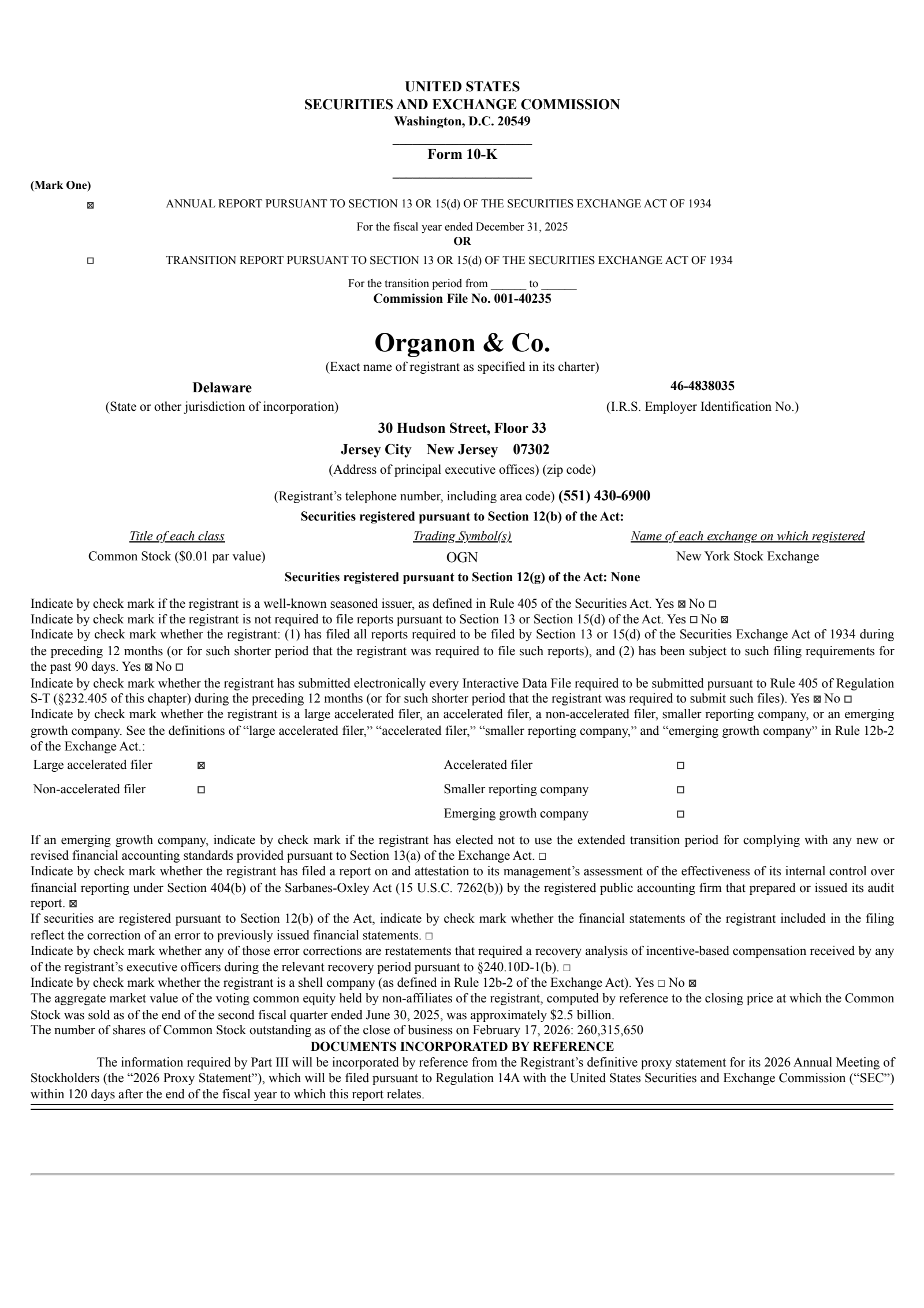 Organon & Co.'s Q4 2025 Annual report