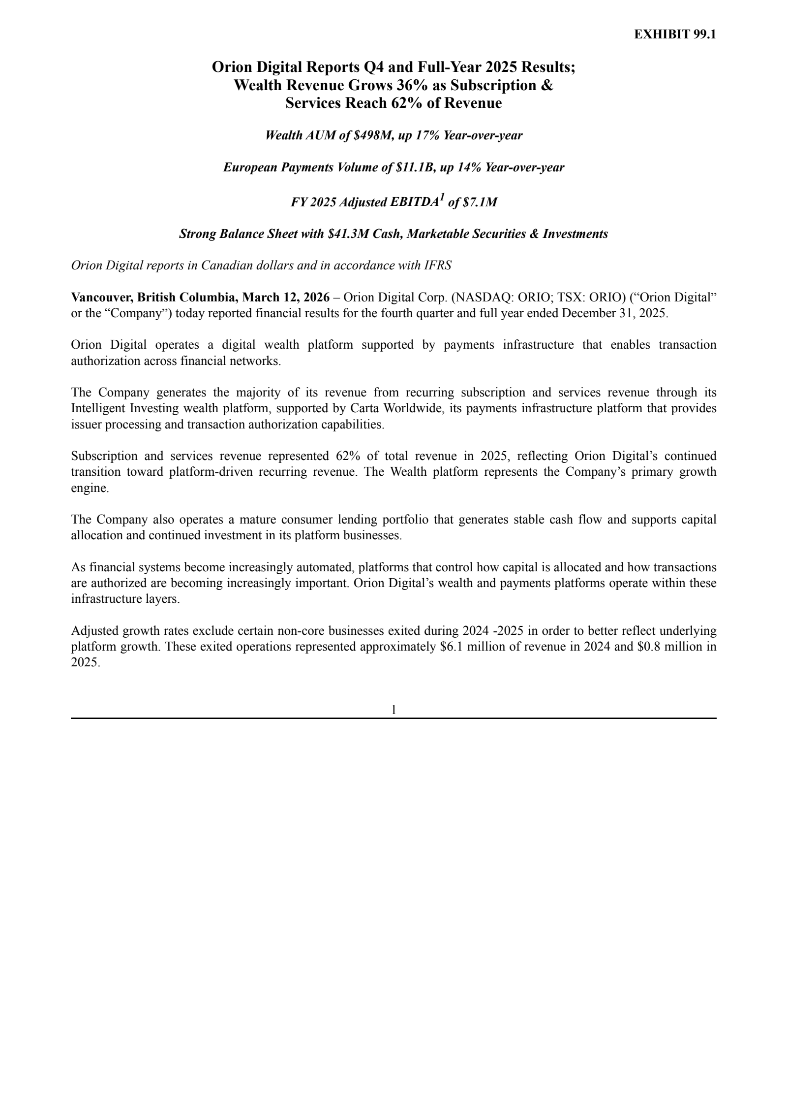 Mogo's Q4 2025 Press Release