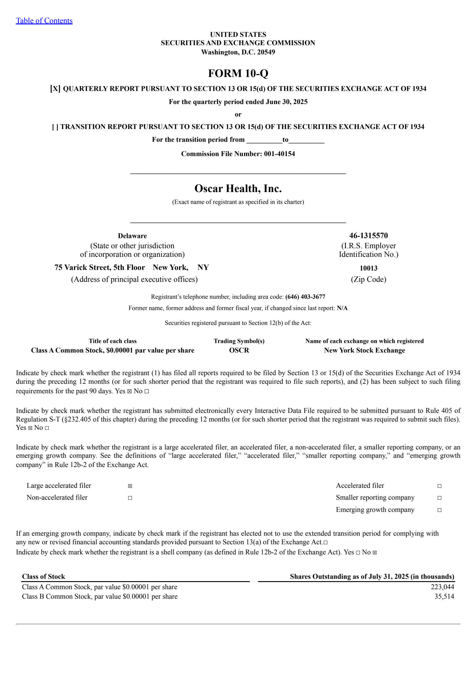 Oscar Health's Q2 2025 Quarterly report