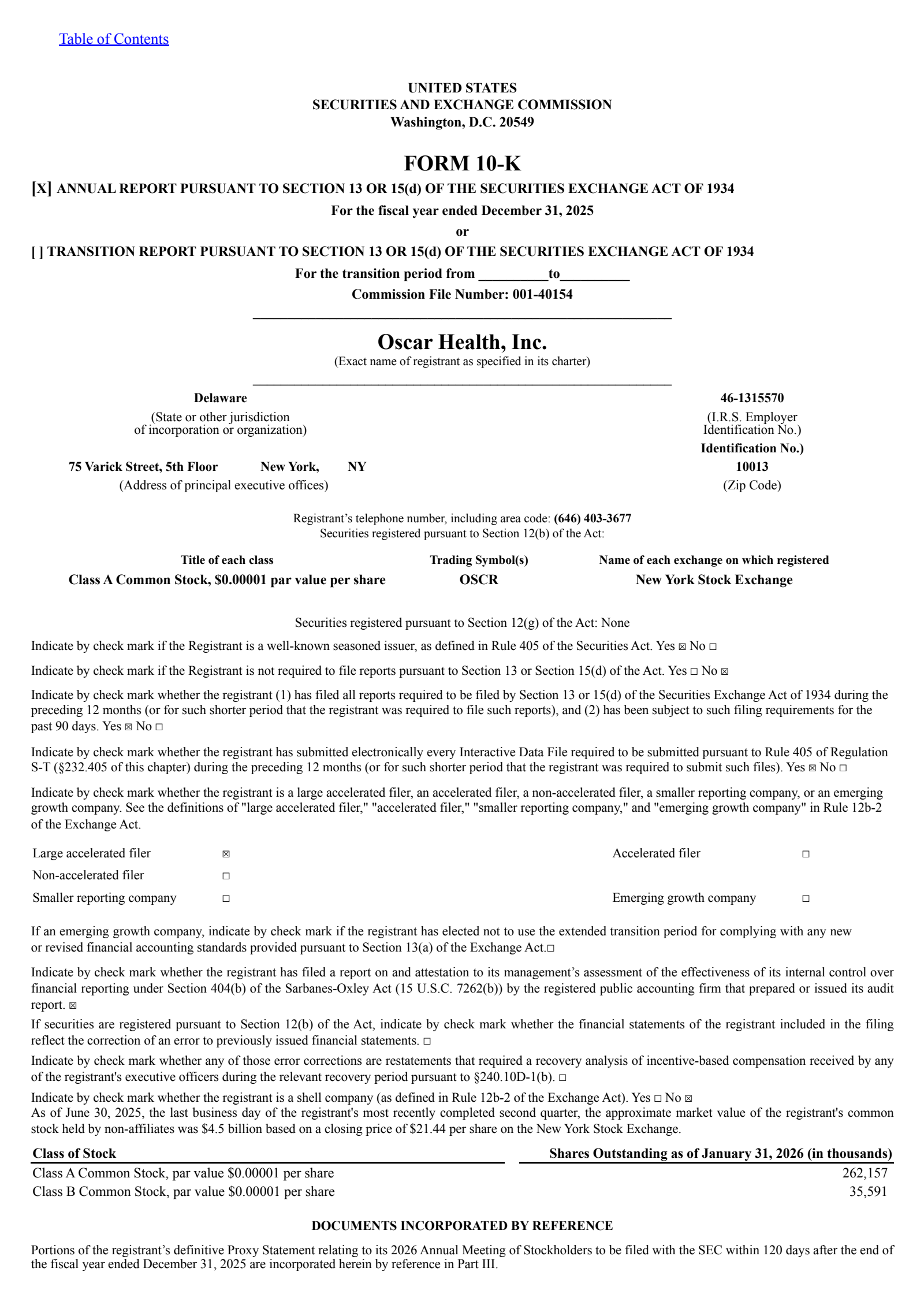 Oscar Health's Q4 2025 Annual report